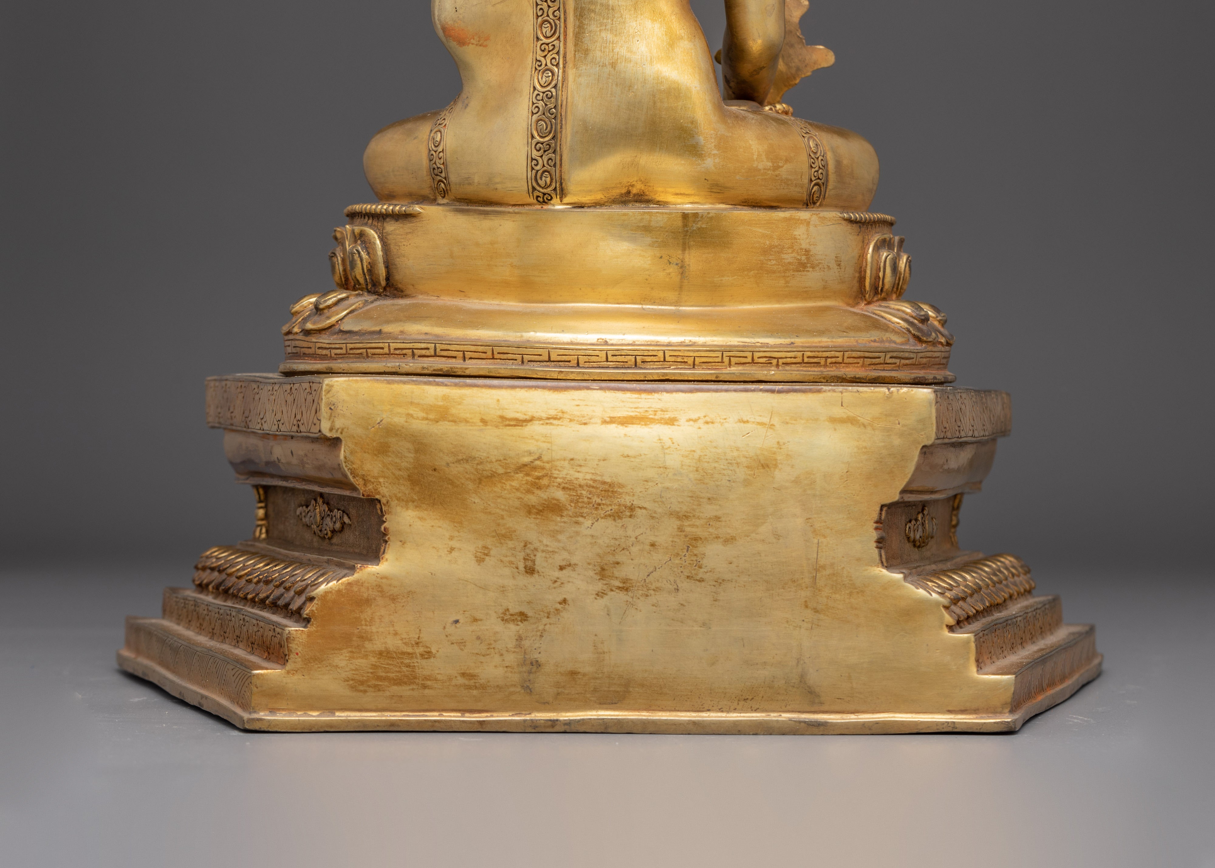 Gold Gilded Copper Medicine Buddha Art - Healing Deity in Buddhism