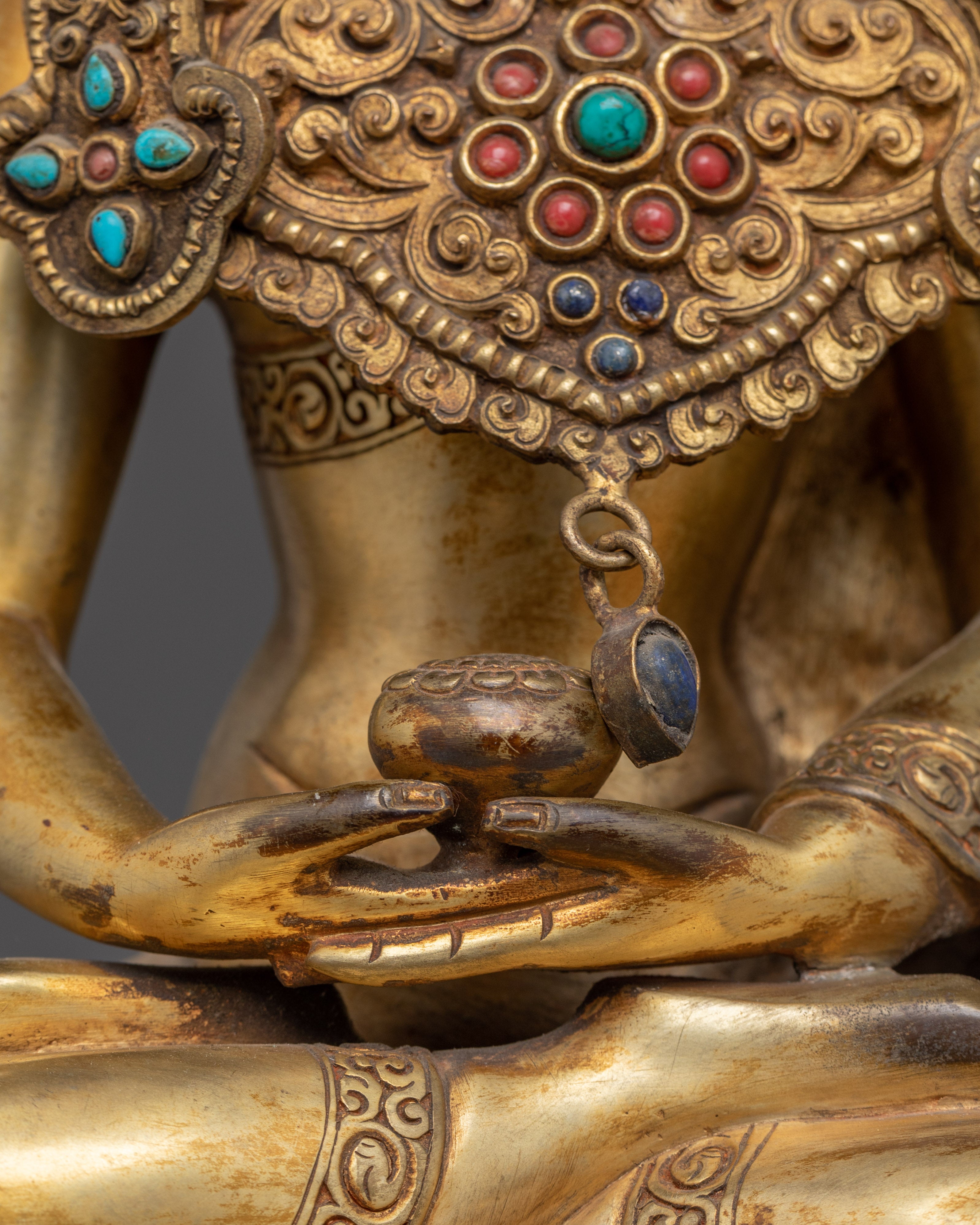 Handmade Gold Gilded Copper Amitabha Buddha Art | Pure Land Buddhist Decoration