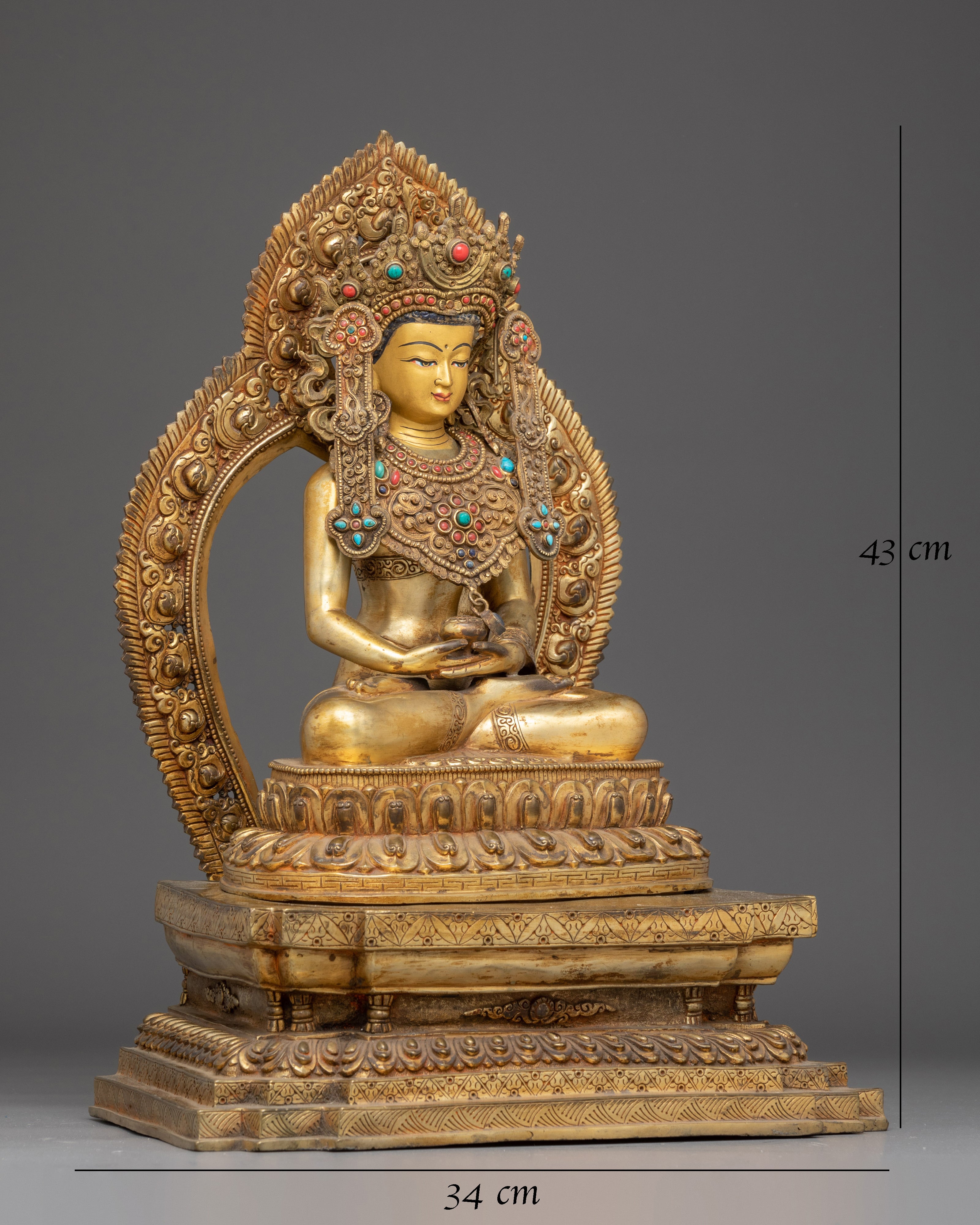 Handmade Gold Gilded Copper Medicine Buddha Art 