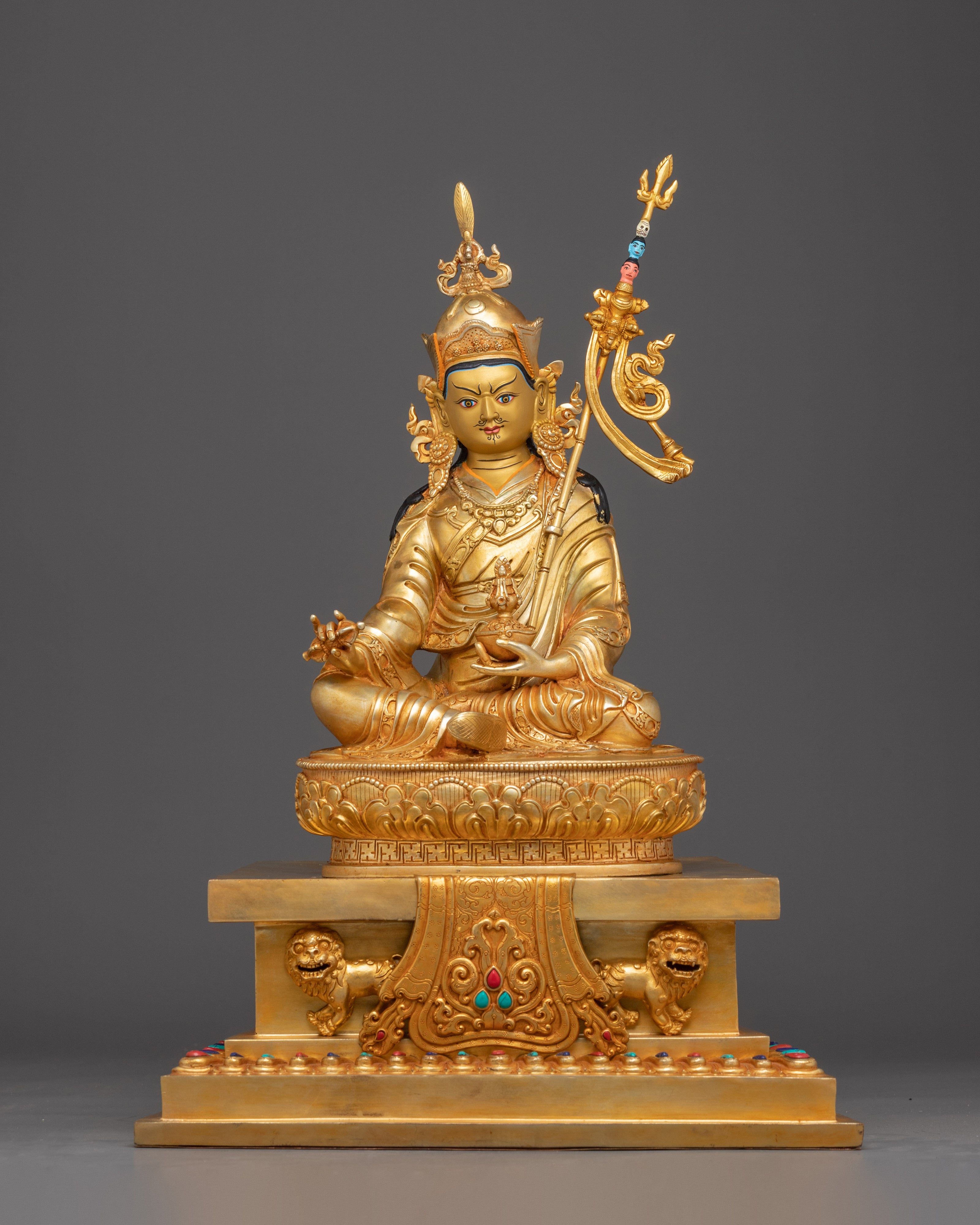 Sacred Lord Padmasambhava Sculpture: Tibetan Guru