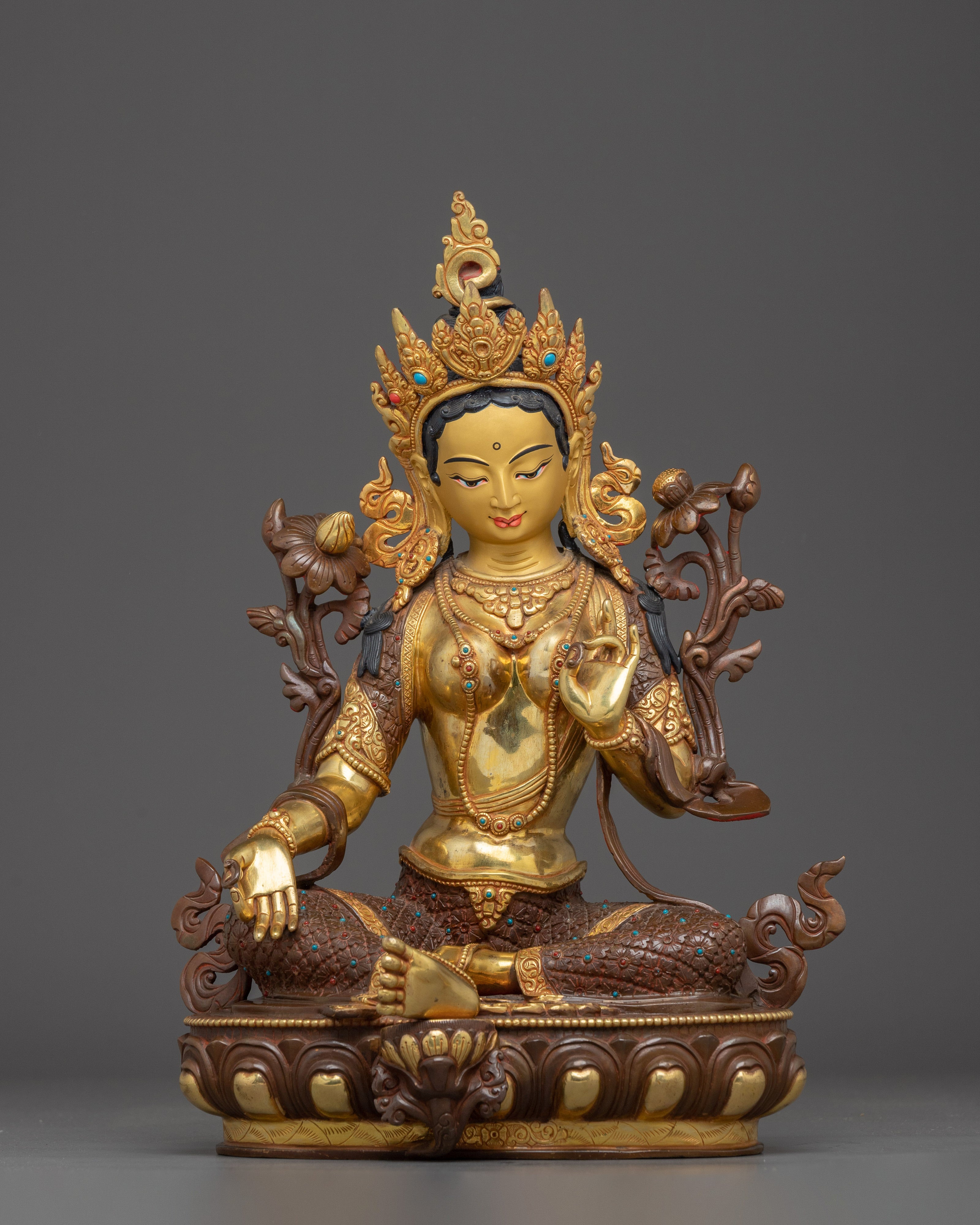 Golden Green Tara Golden Art: Swift Liberator Goddess