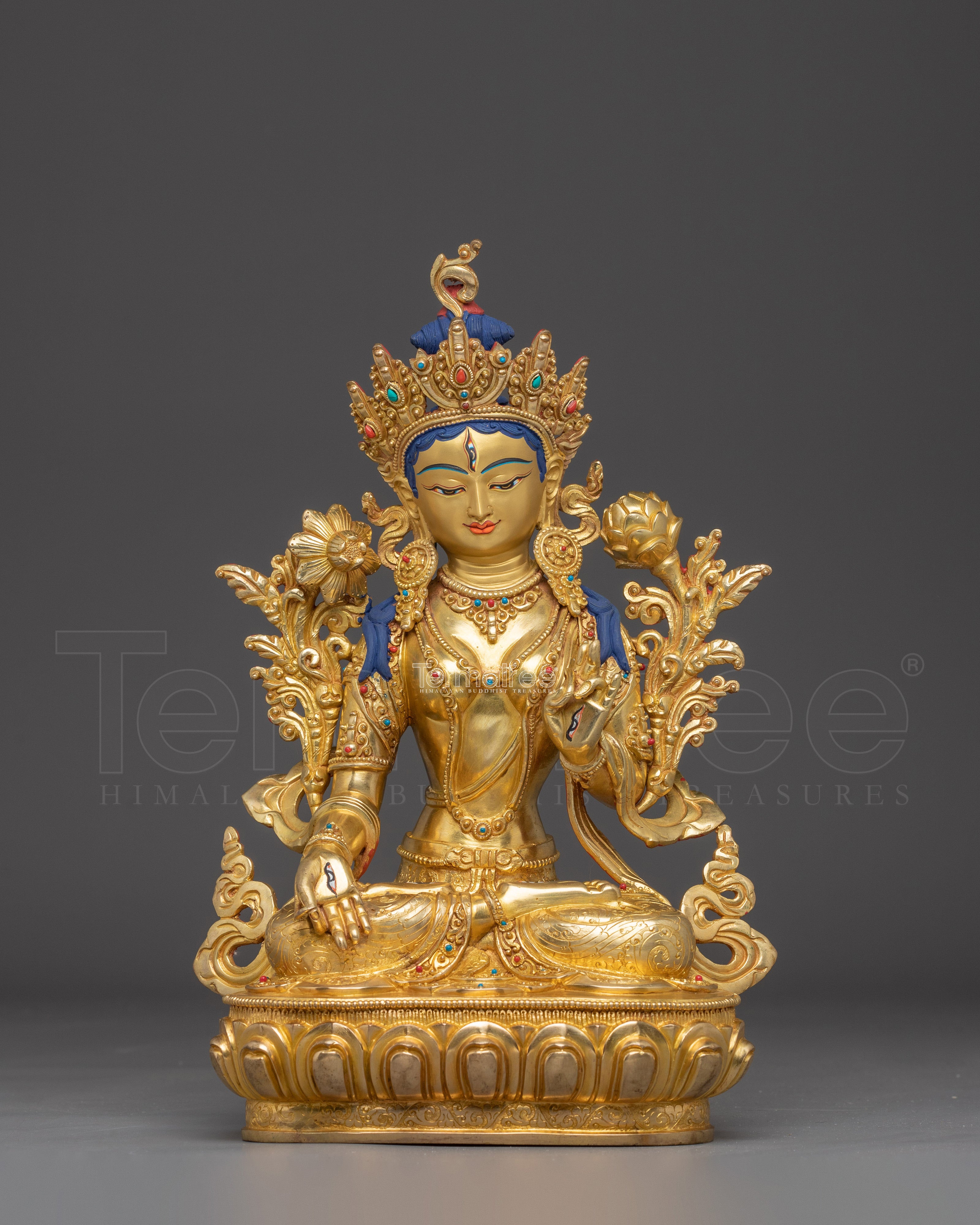Healing Goddess Handmade White Tara Statue | Tibetan Buddhist Art