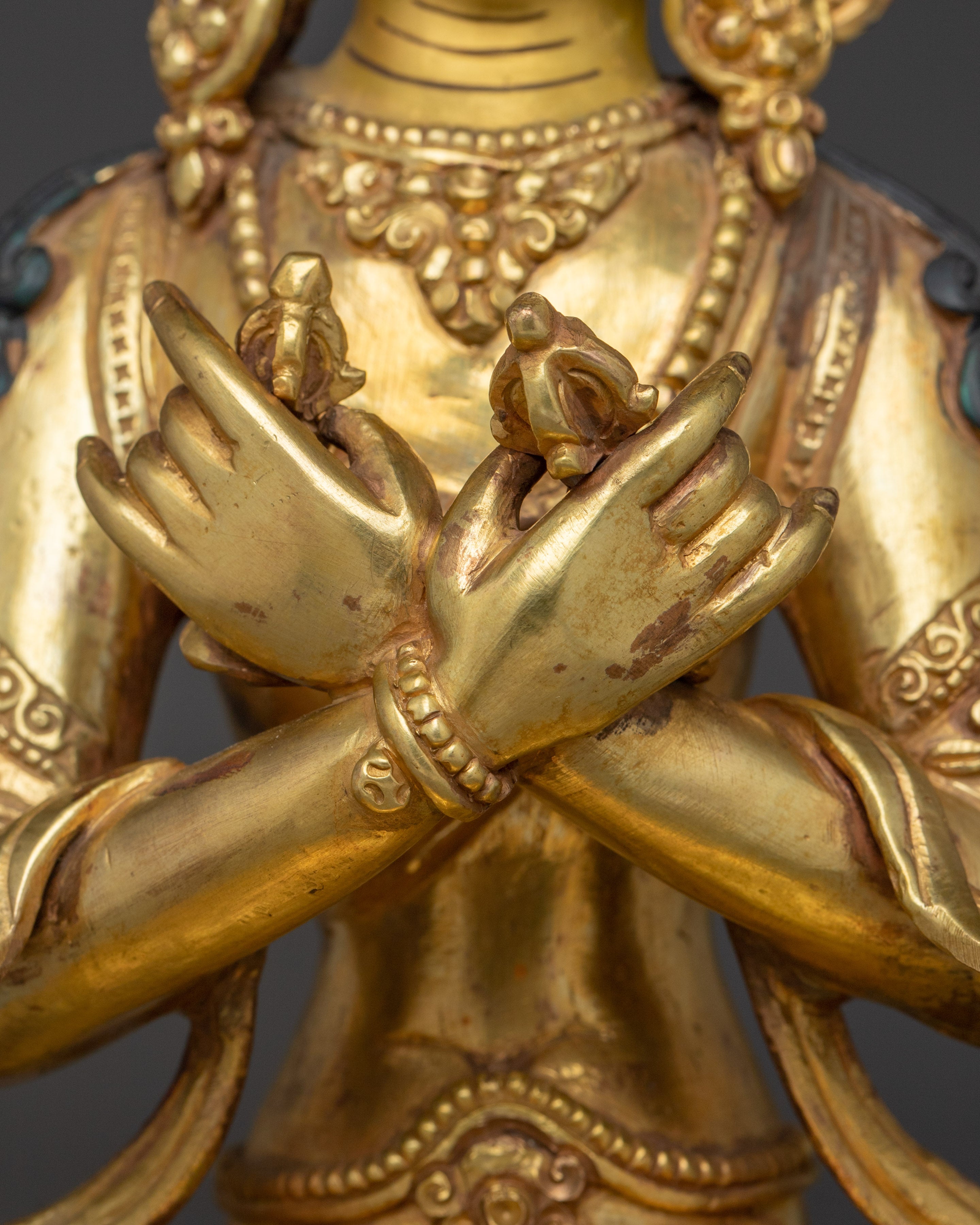 Sacred Vajradhara on Throne Statue | Himalayan Gold Gilded Art