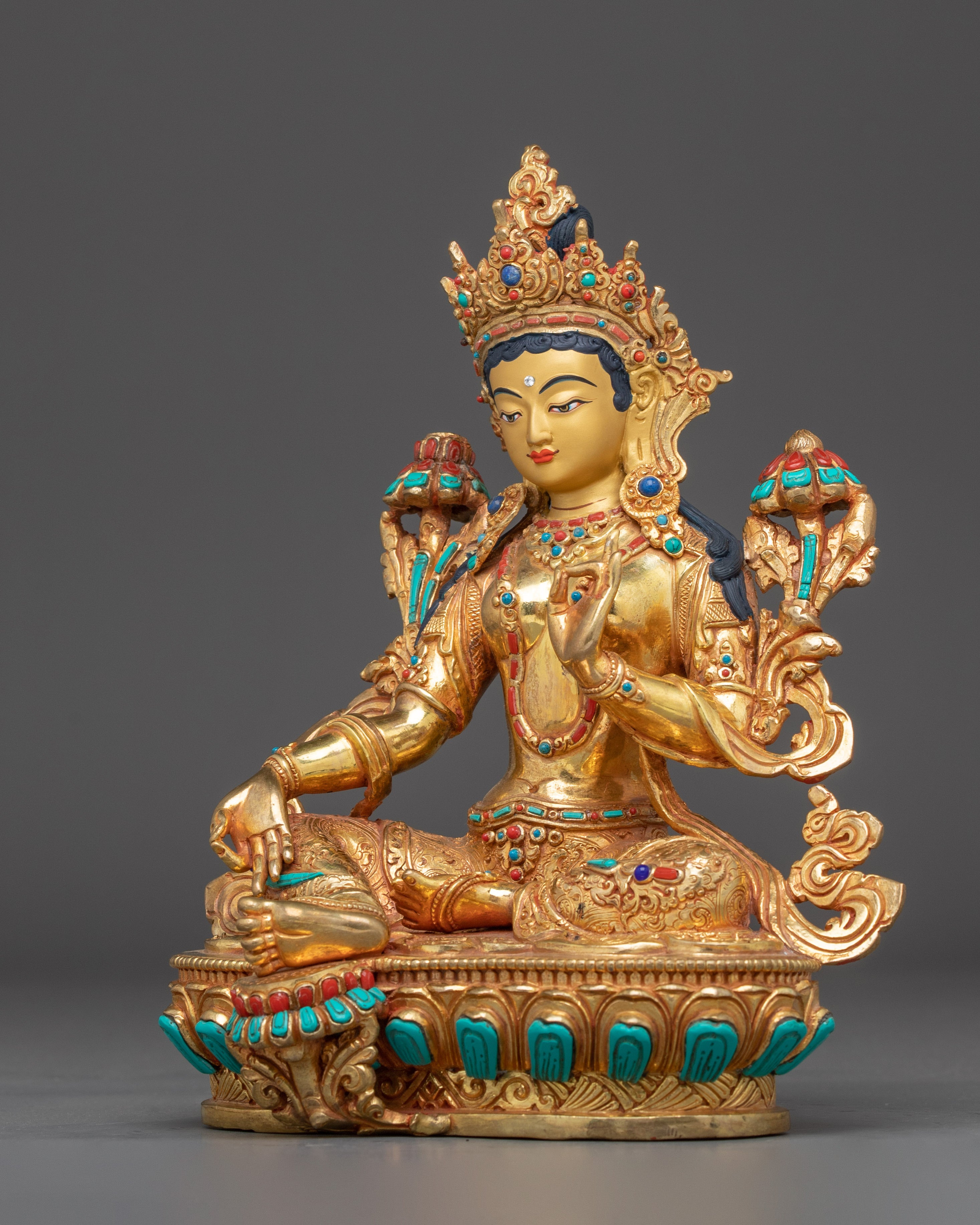 Enlightened Green Tara: Himalayan Nepali Statue