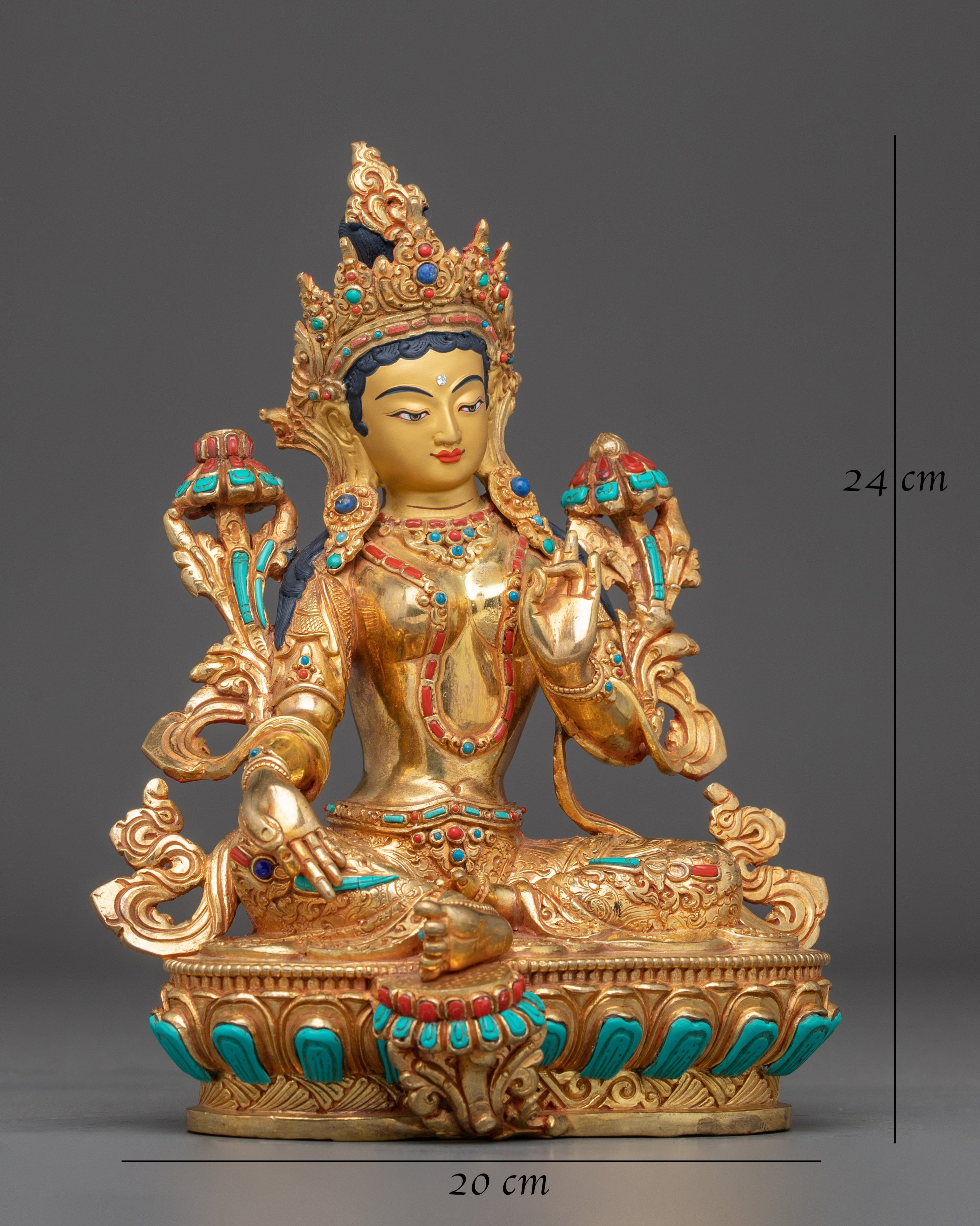 Enlightened Green Tara: Himalayan Nepali Statue
