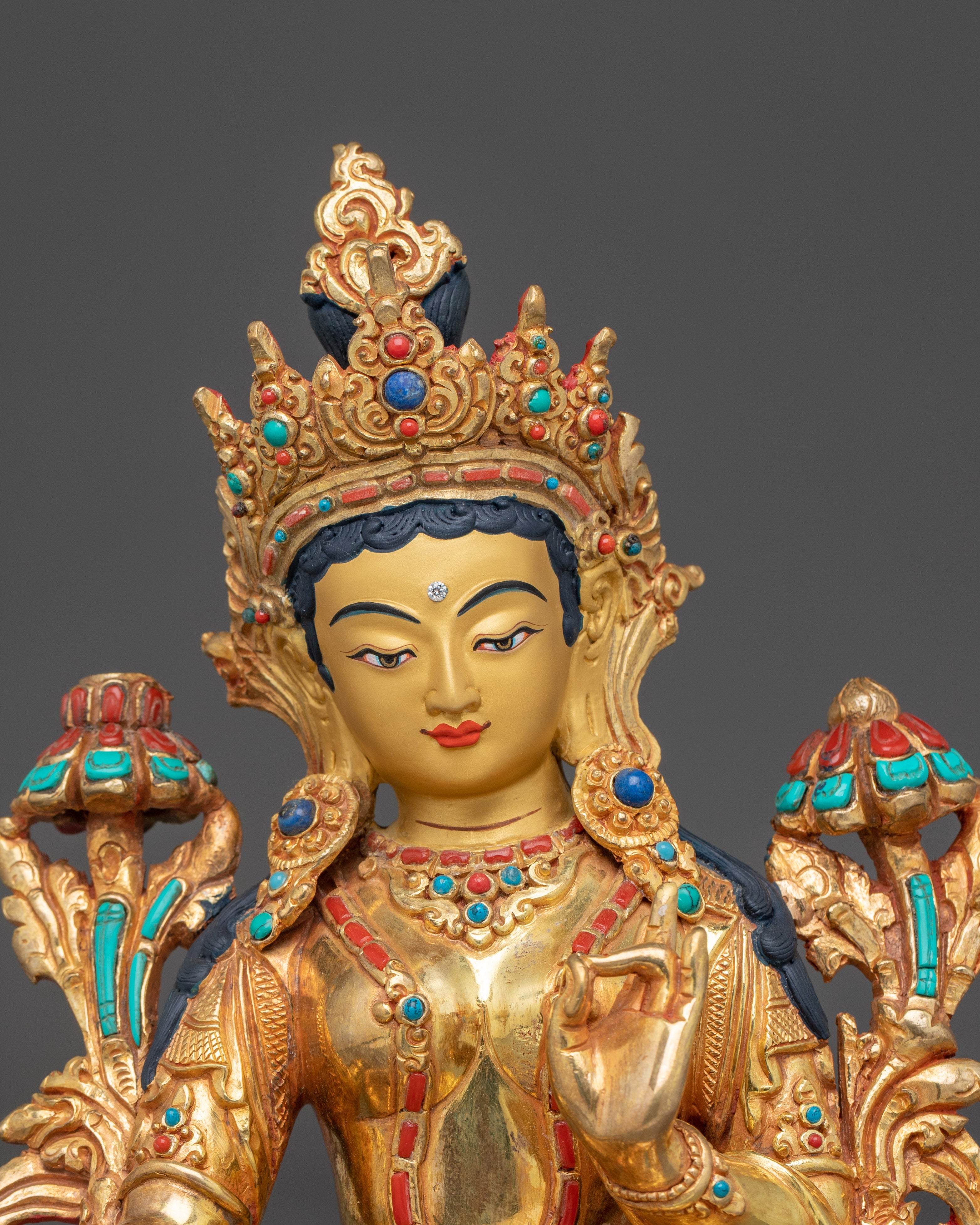 Enlightened Green Tara: Himalayan Nepali Statue