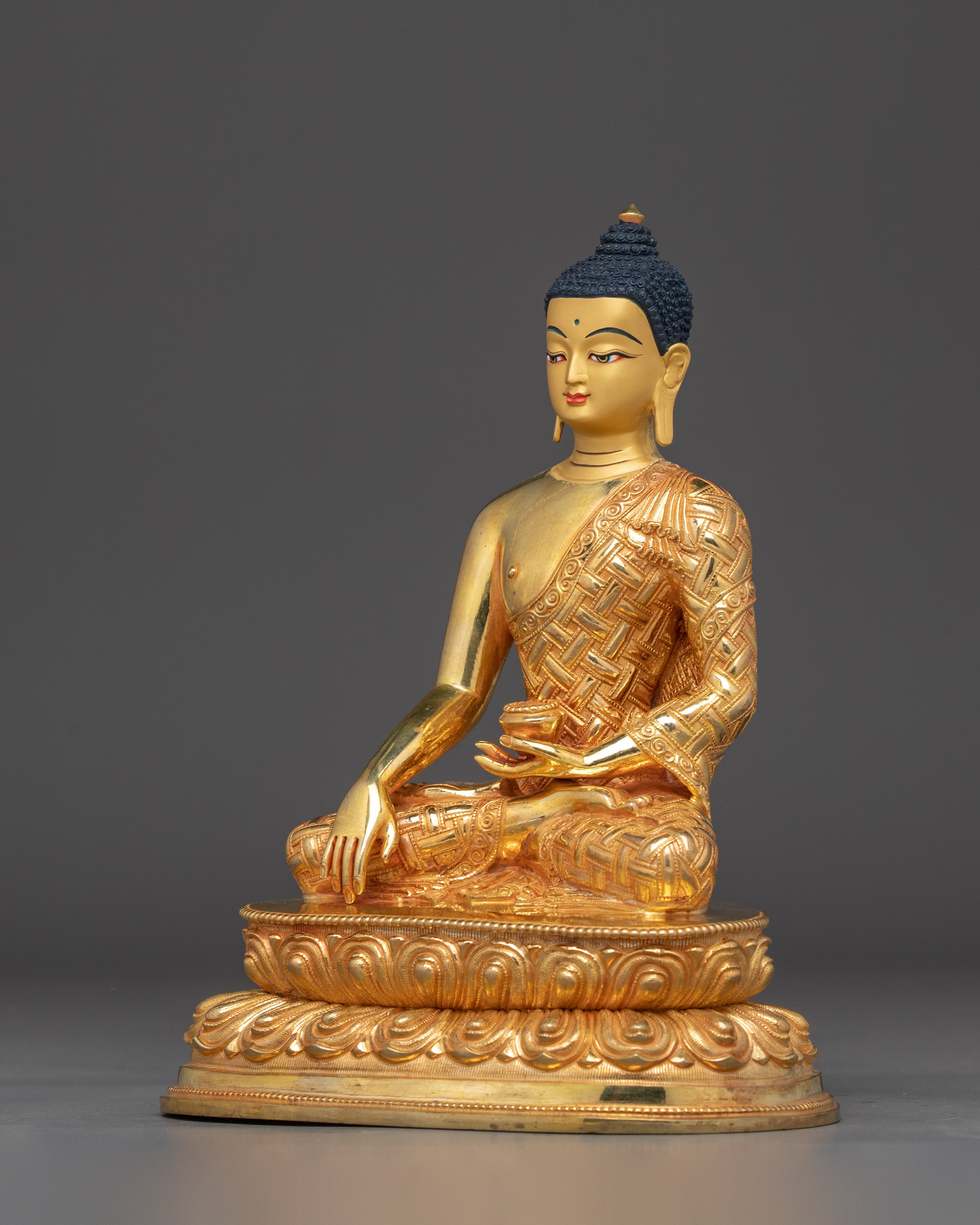 Golden Shakyamuni Buddha Art, Wisdom Guide | Himalayan Nepali Crafted Icon