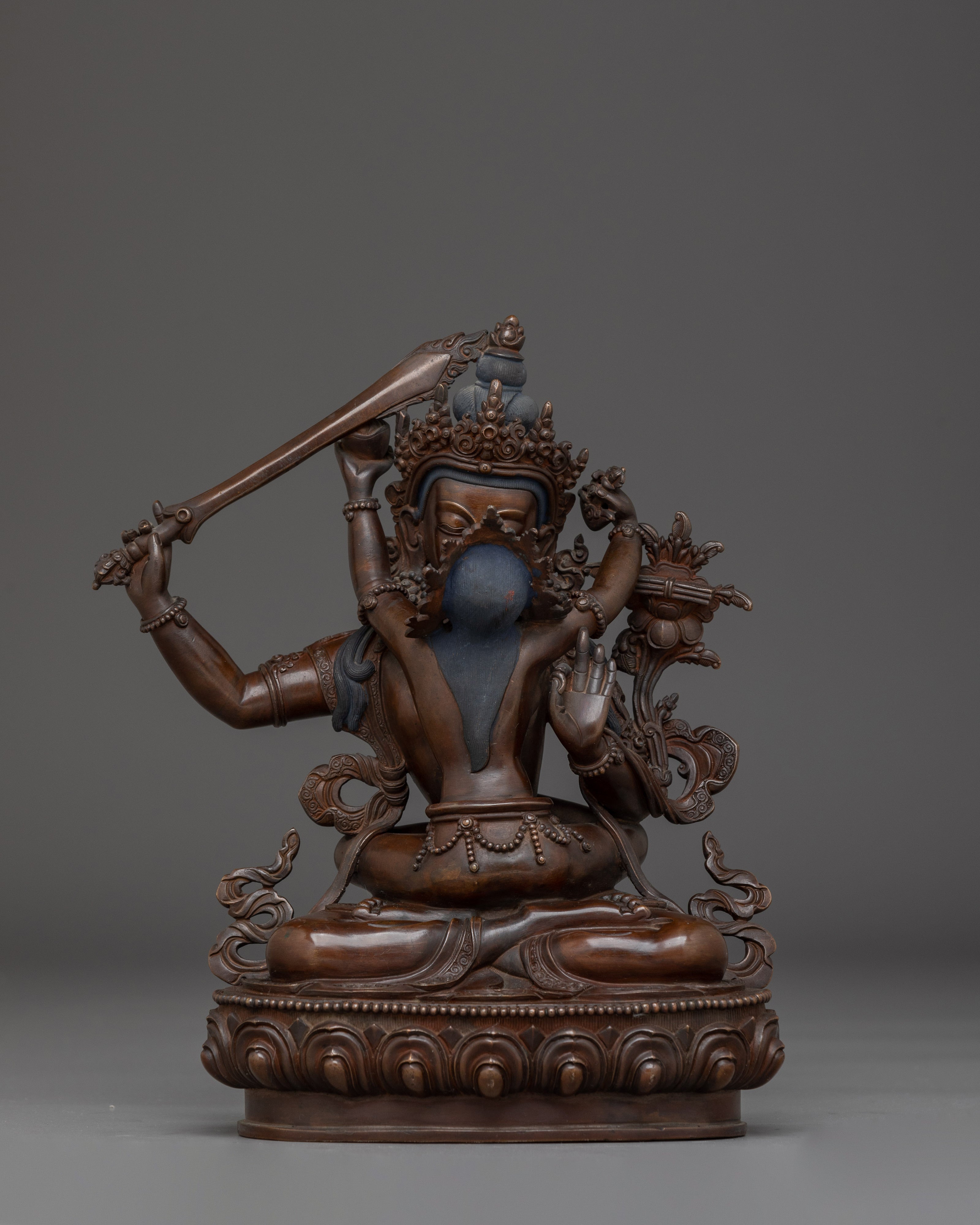 Oxidized Copper Statue Manjushri with Consort 