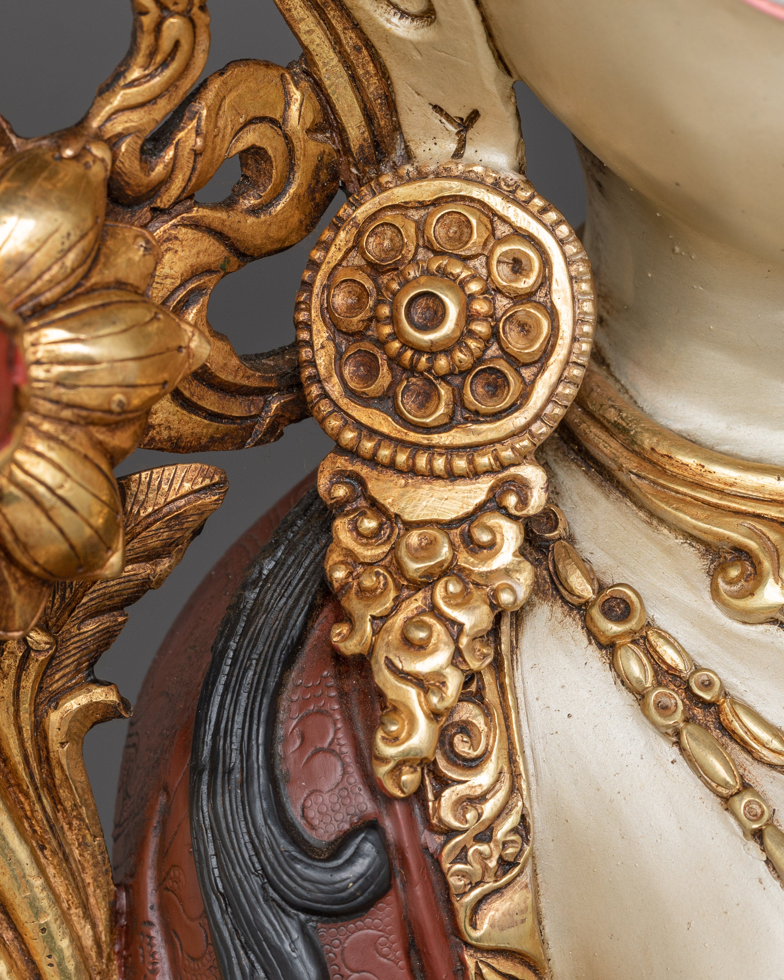 Himalayan White Tara Statue: Nepali Handcrafted Gold Icon