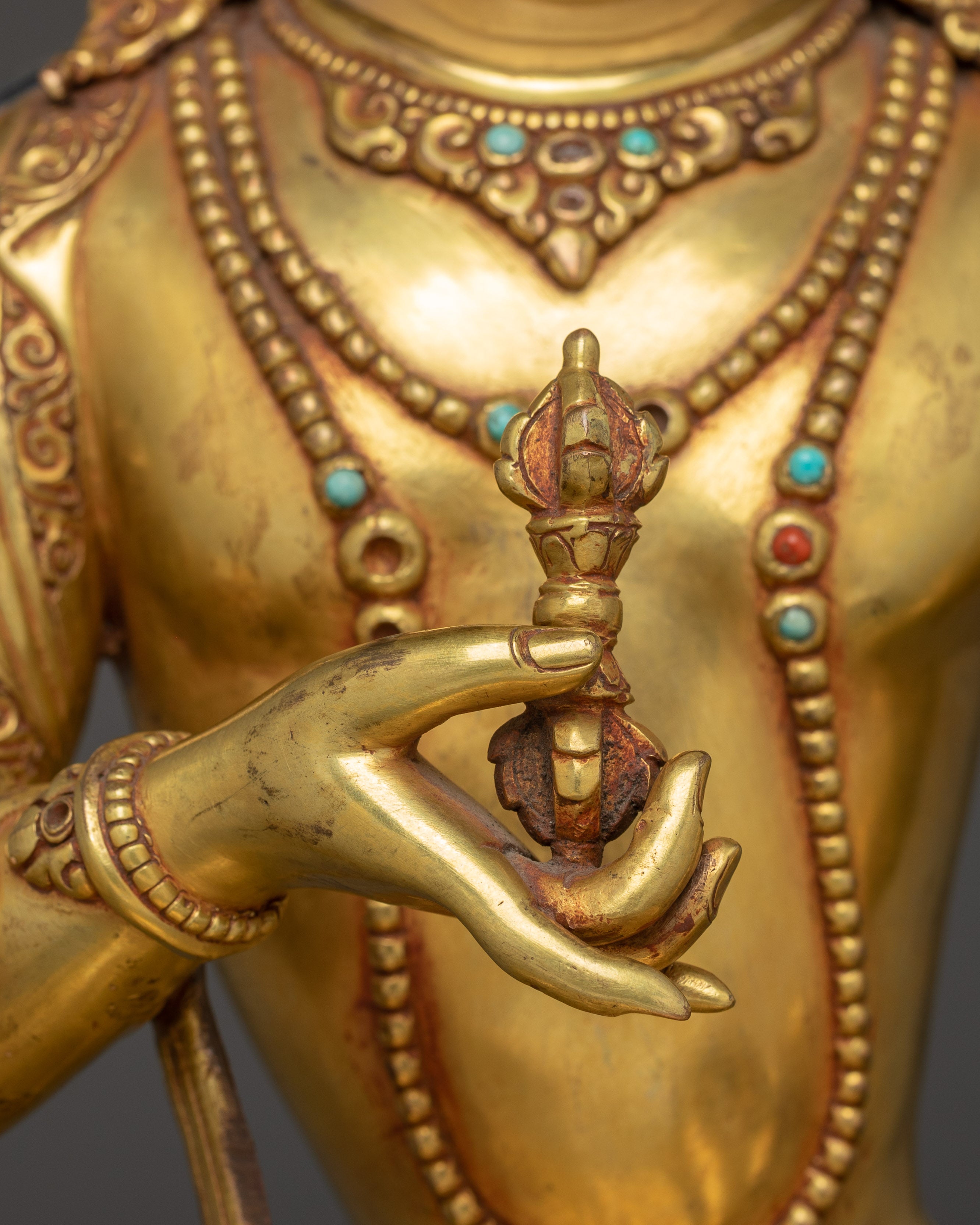 Tibetan Golden Vajrasattva Figurine | Sacred Bodhisattva of Purity