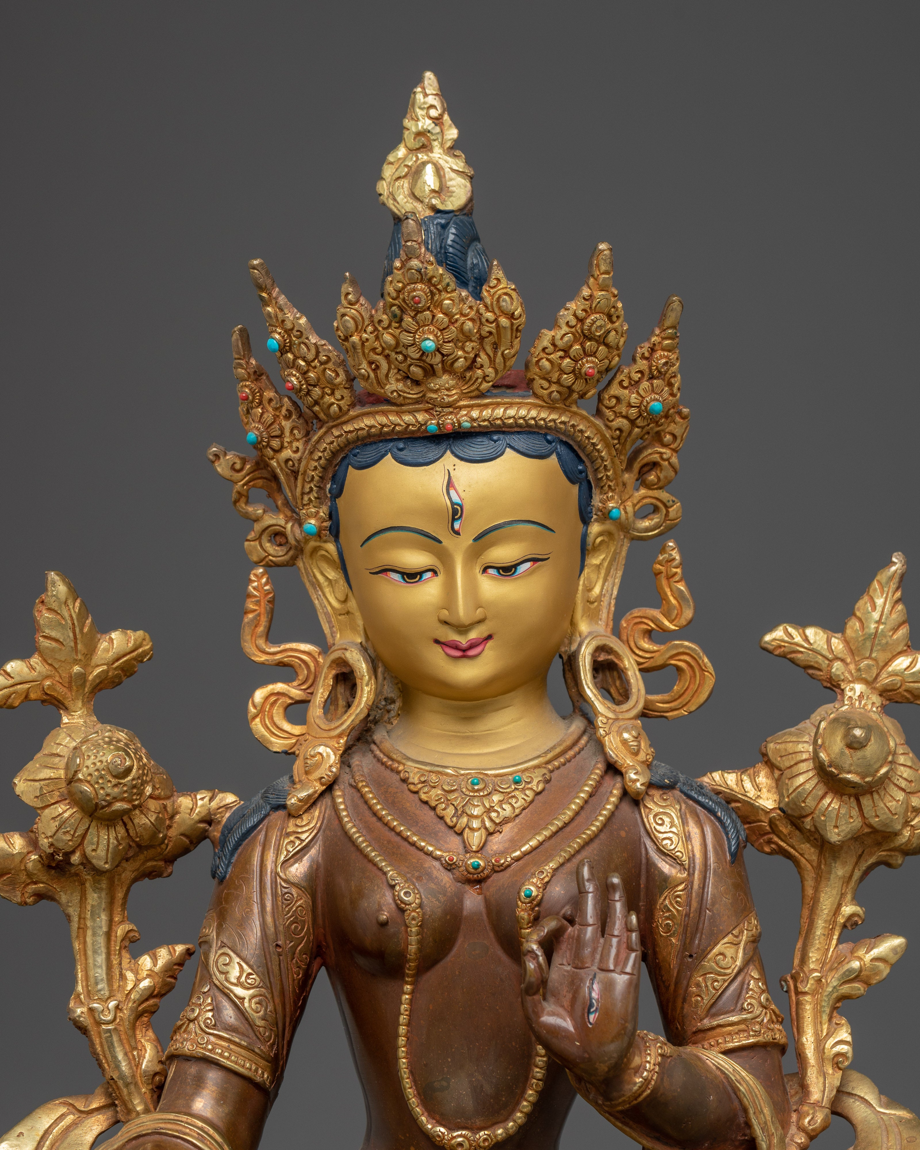Handmade White Tara Statue: Compassionate Deity of Life