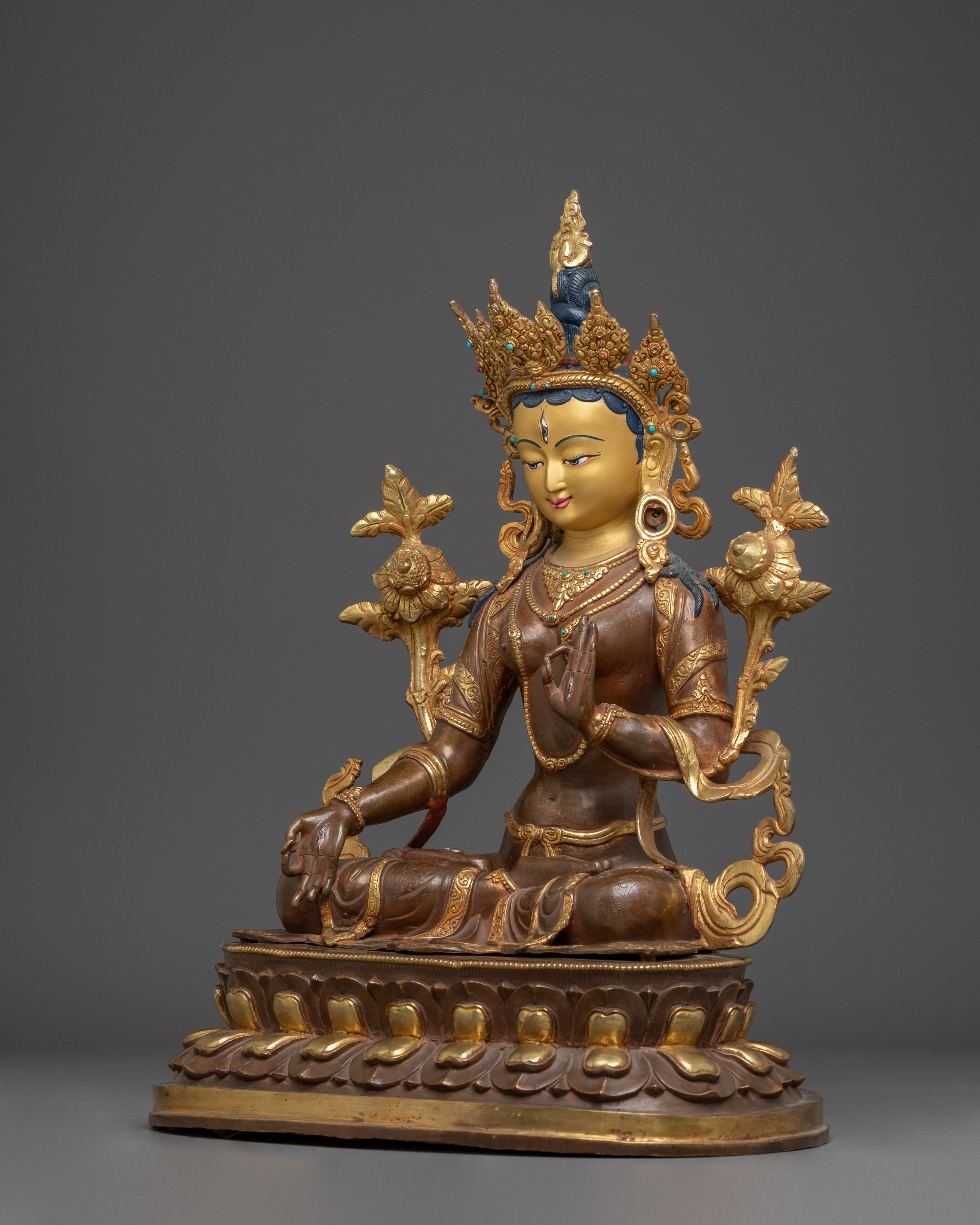 Handmade White Tara Statue: Compassionate Deity of Life