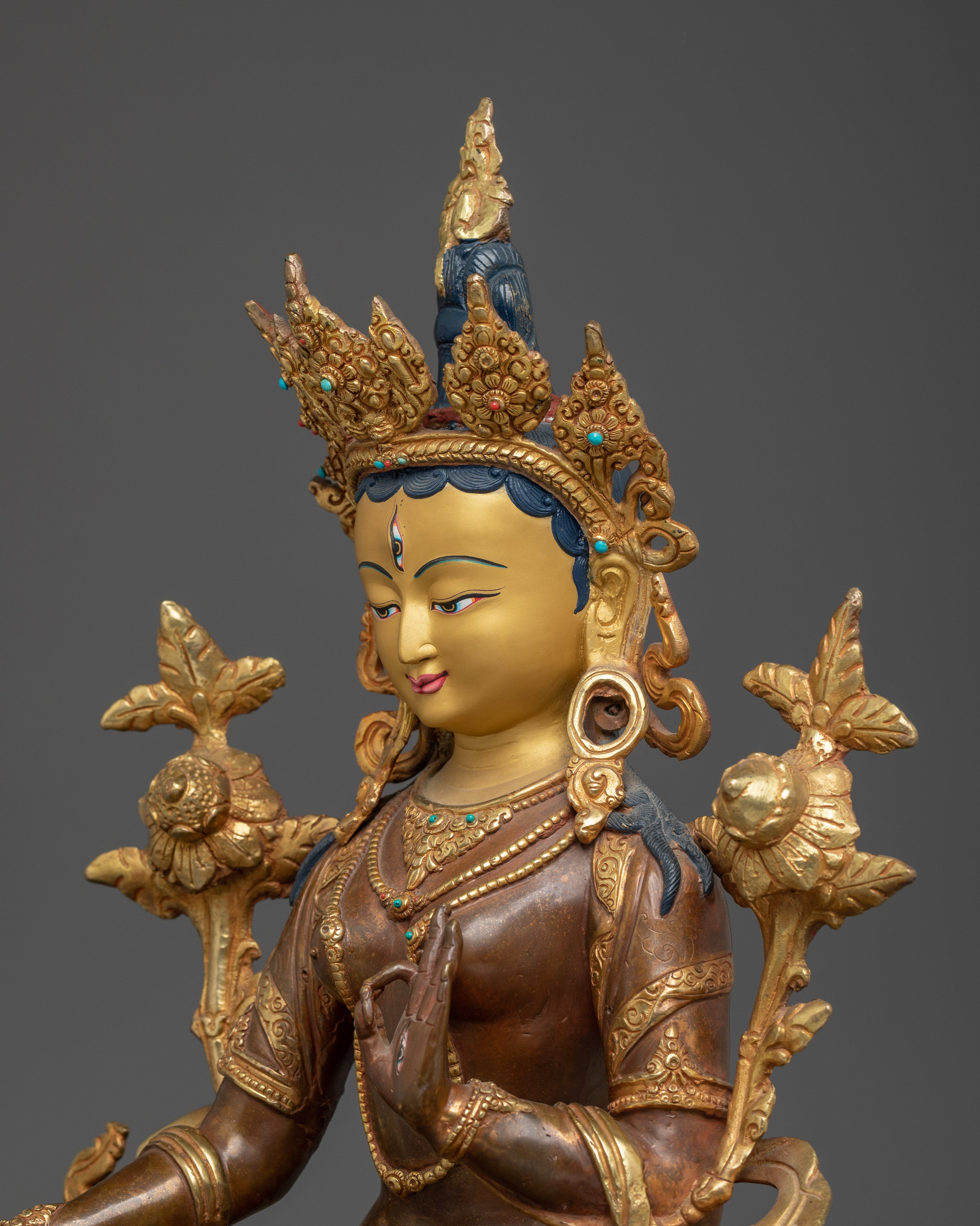 Handmade White Tara Statue: Compassionate Deity of Life