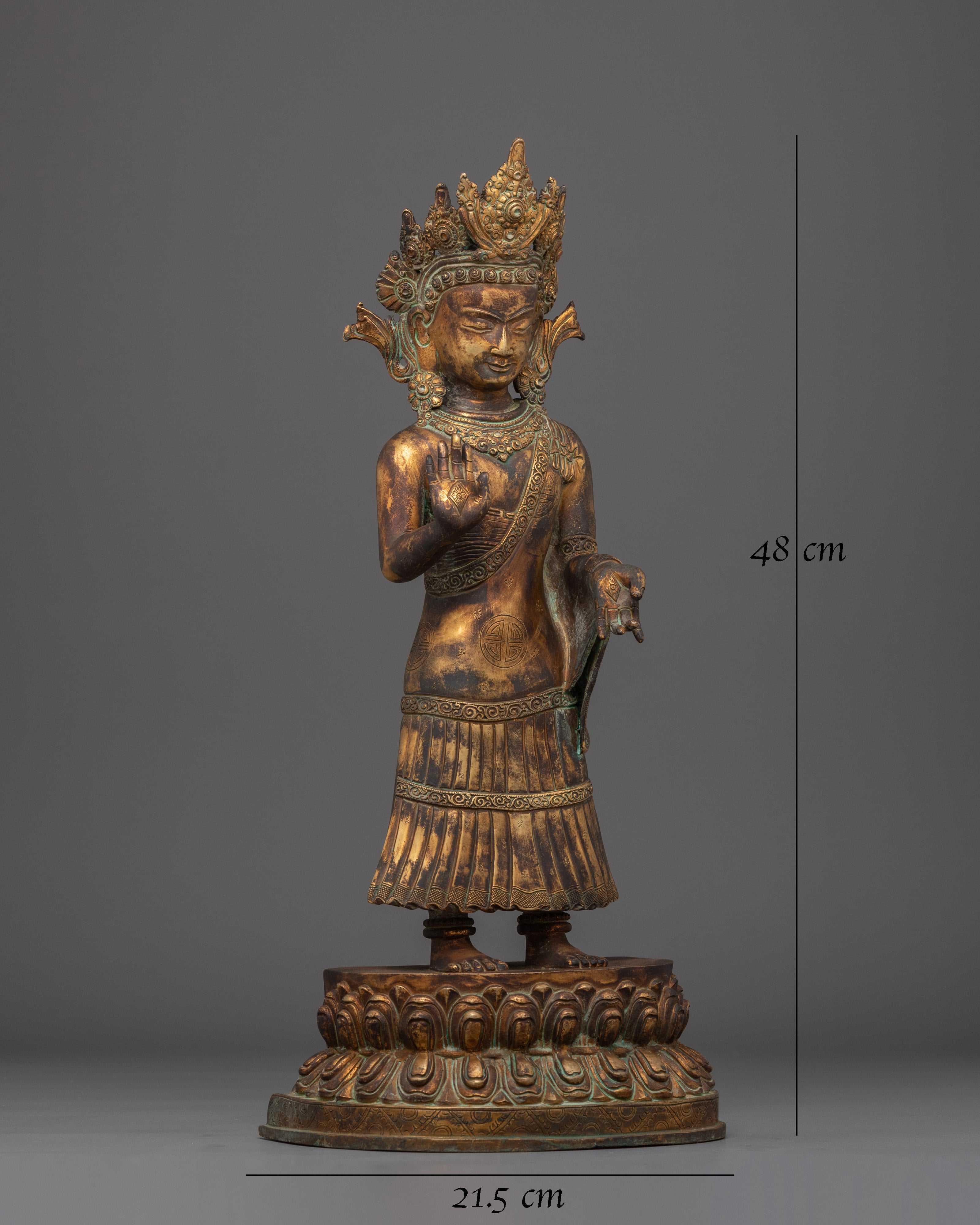 Copper Handmade Statue of Standing Buddha