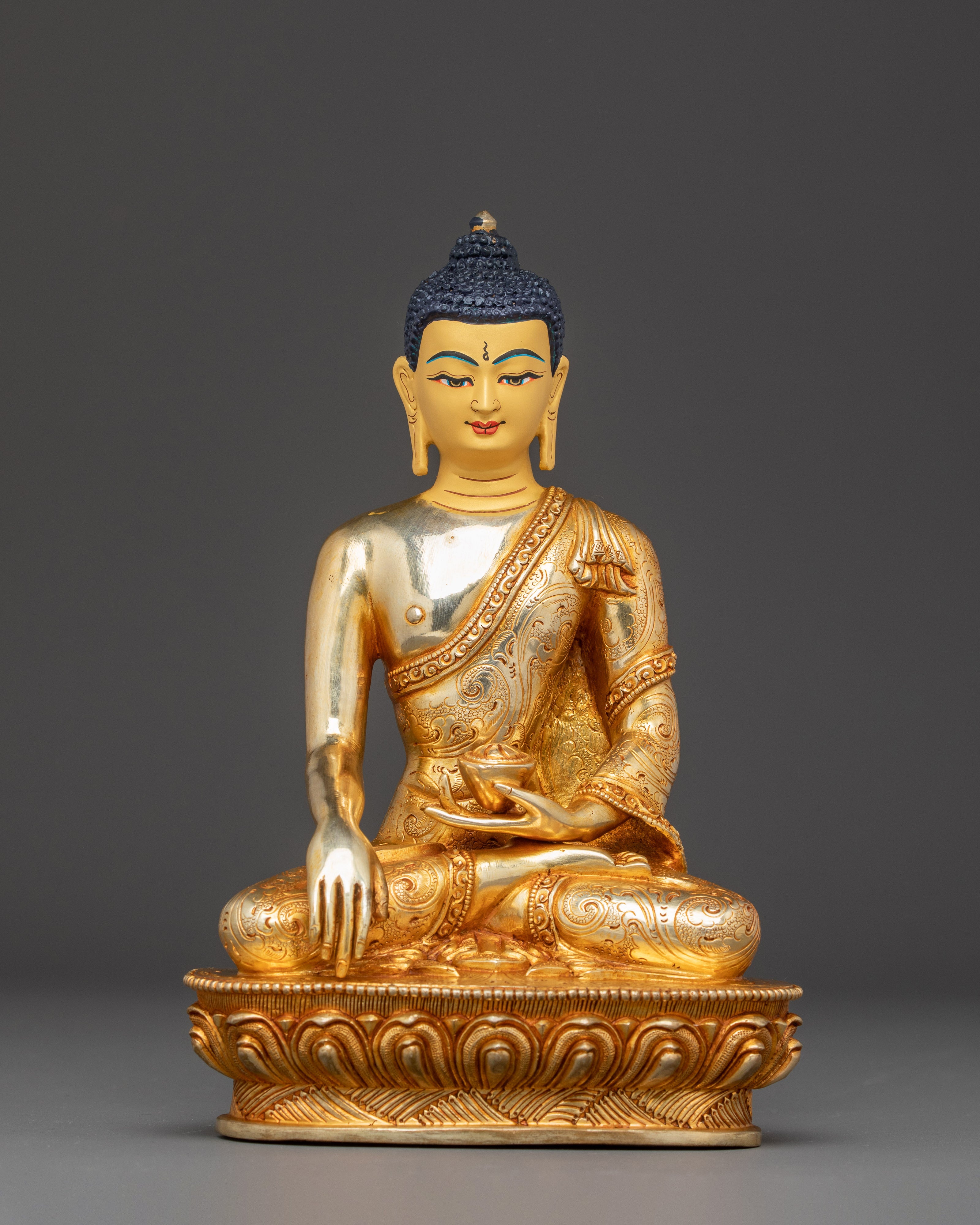 Tibetan Golden Shakyamuni Buddha Sculpture