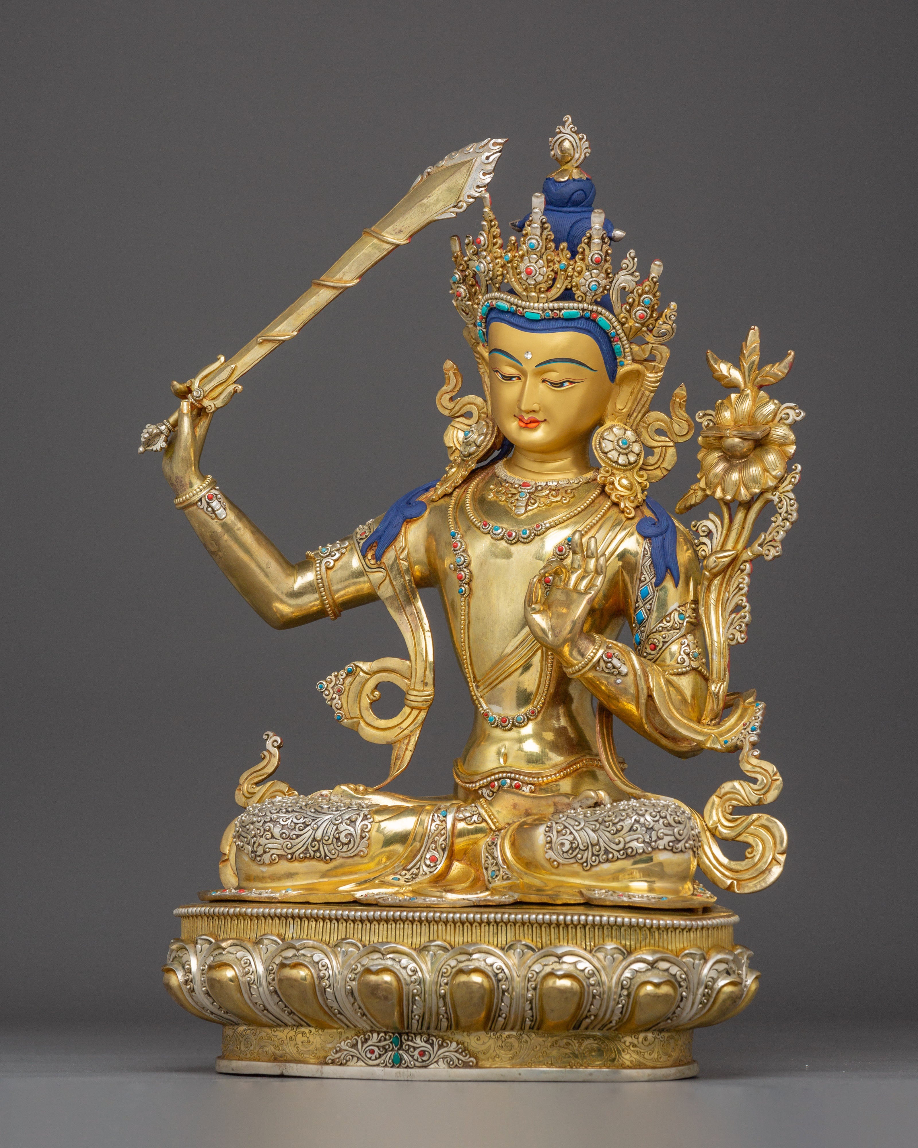 Manjushri Art, Guardian of Knowledge: Handcrafted Nepali Figure