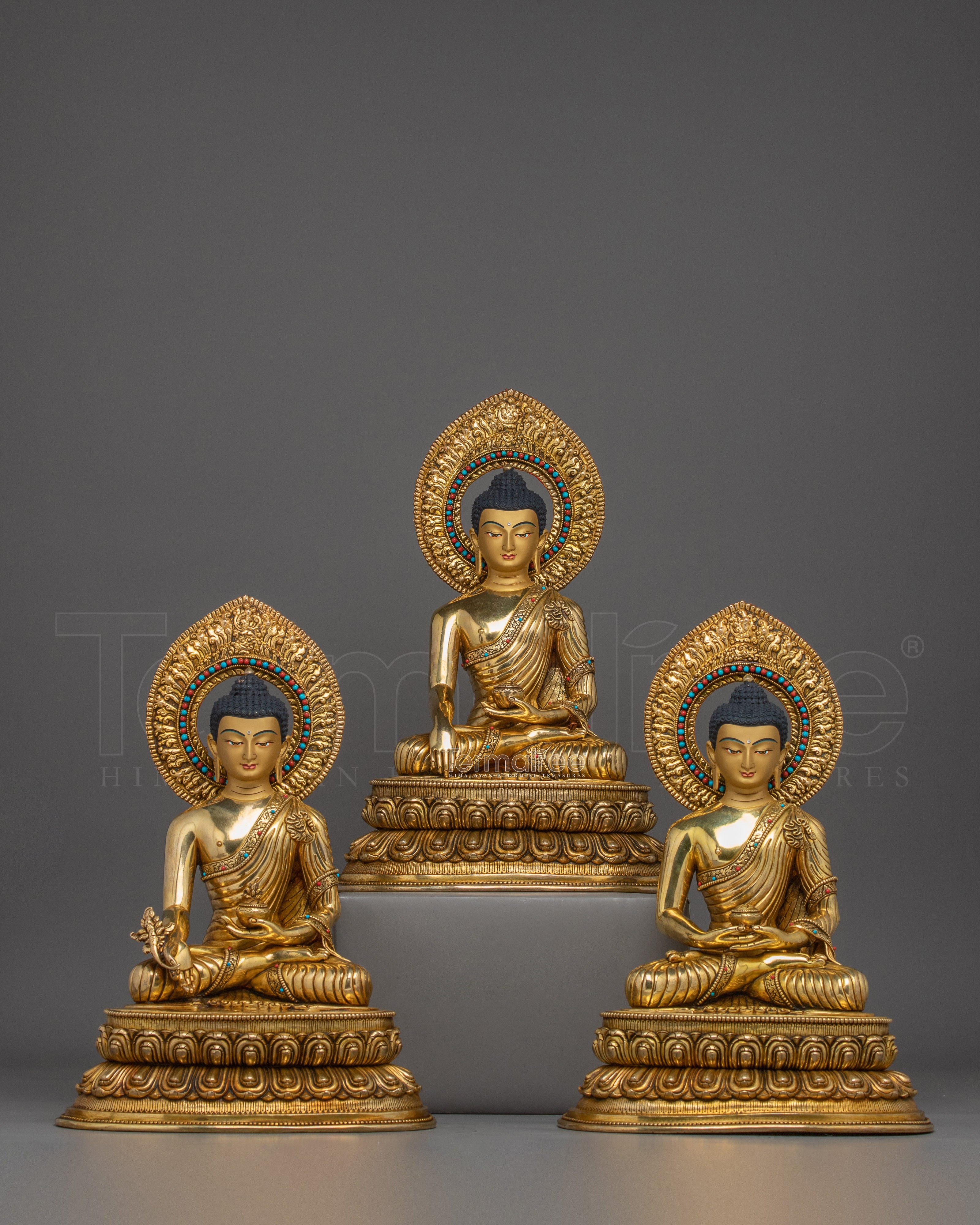 Statue Set of Three Buddha: Journey to Awakening