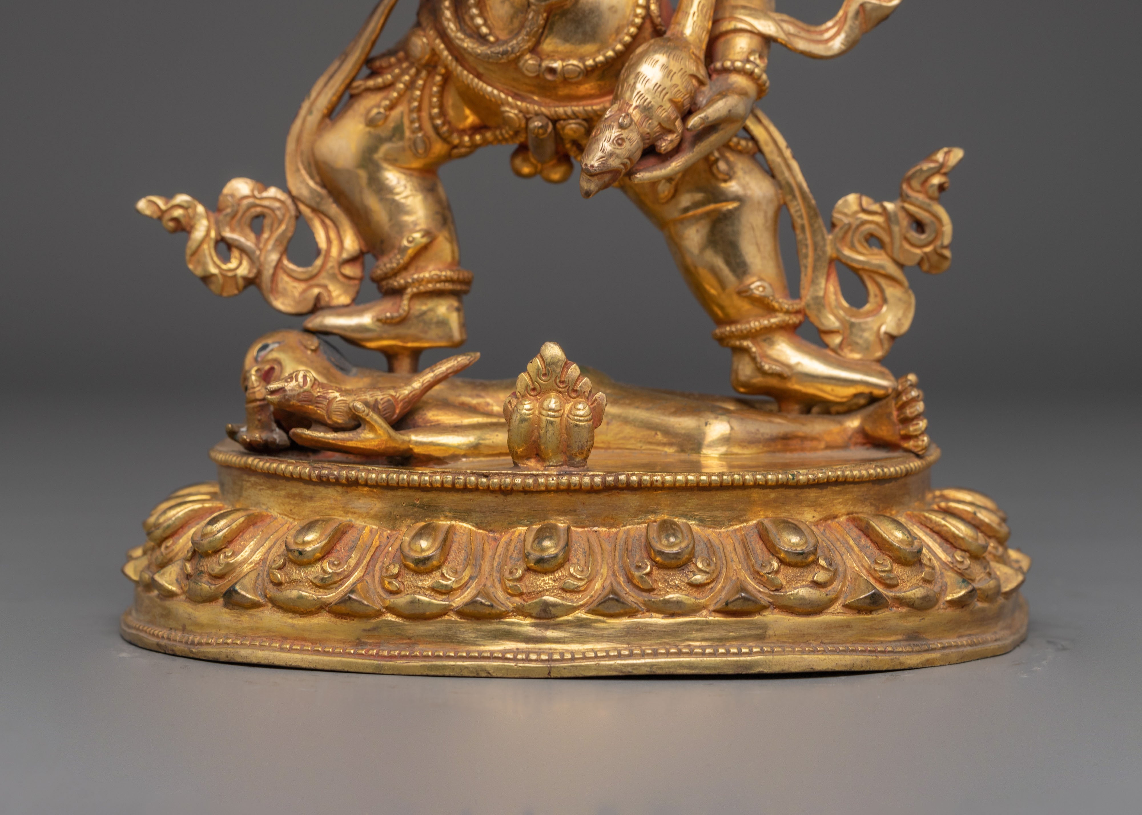 Gold Gilded Black Dzambhala: Himalayan Wealth Deity
