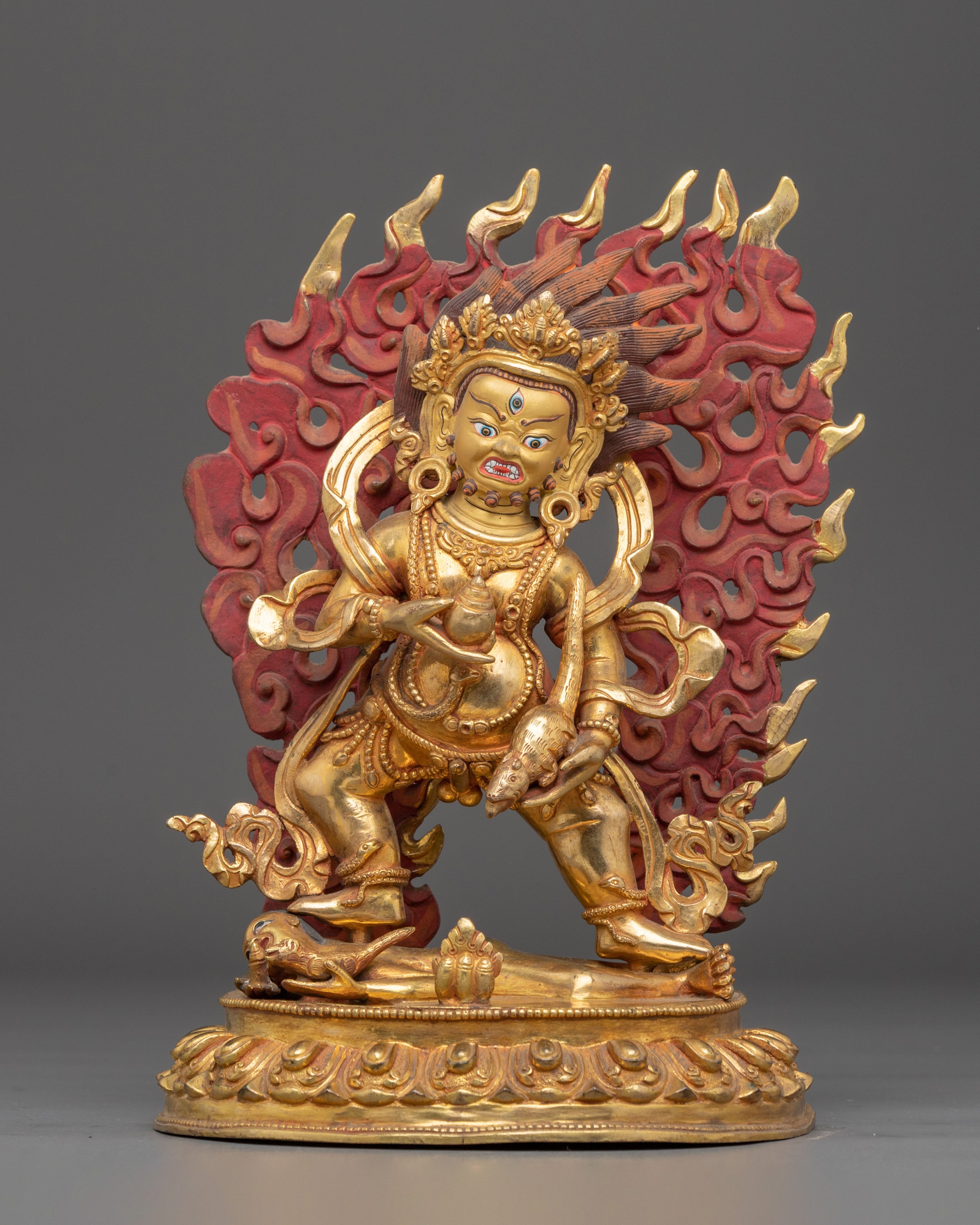 Gold Gilded Black Dzambhala: Himalayan Wealth Deity