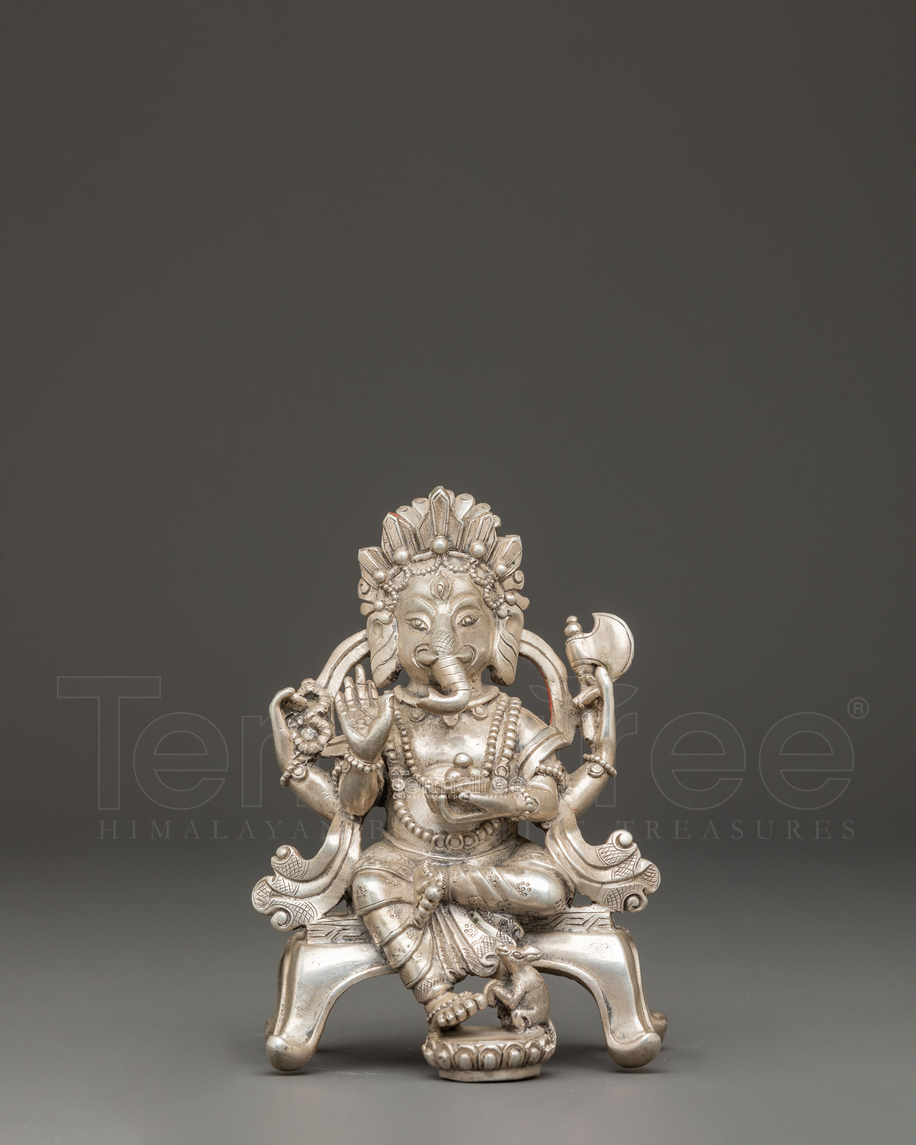 Silver Hindu Deity Ganesh Figurine | Elephant Headed Deity