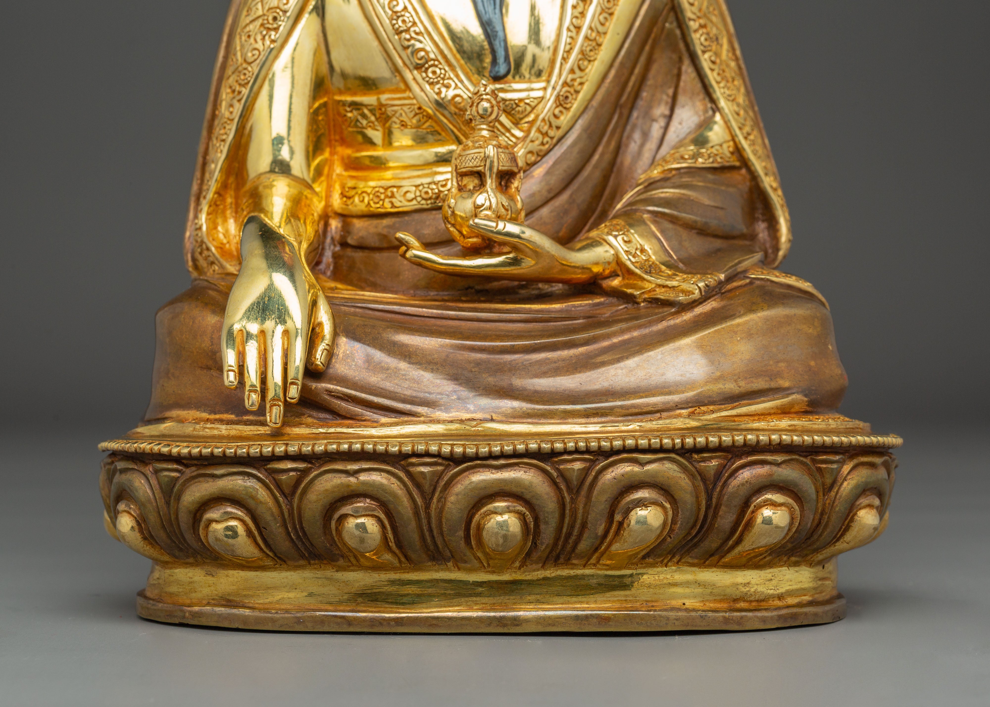 Tibetan Master Zabdrung Rinpoche - 24K Gold Gilded Statue