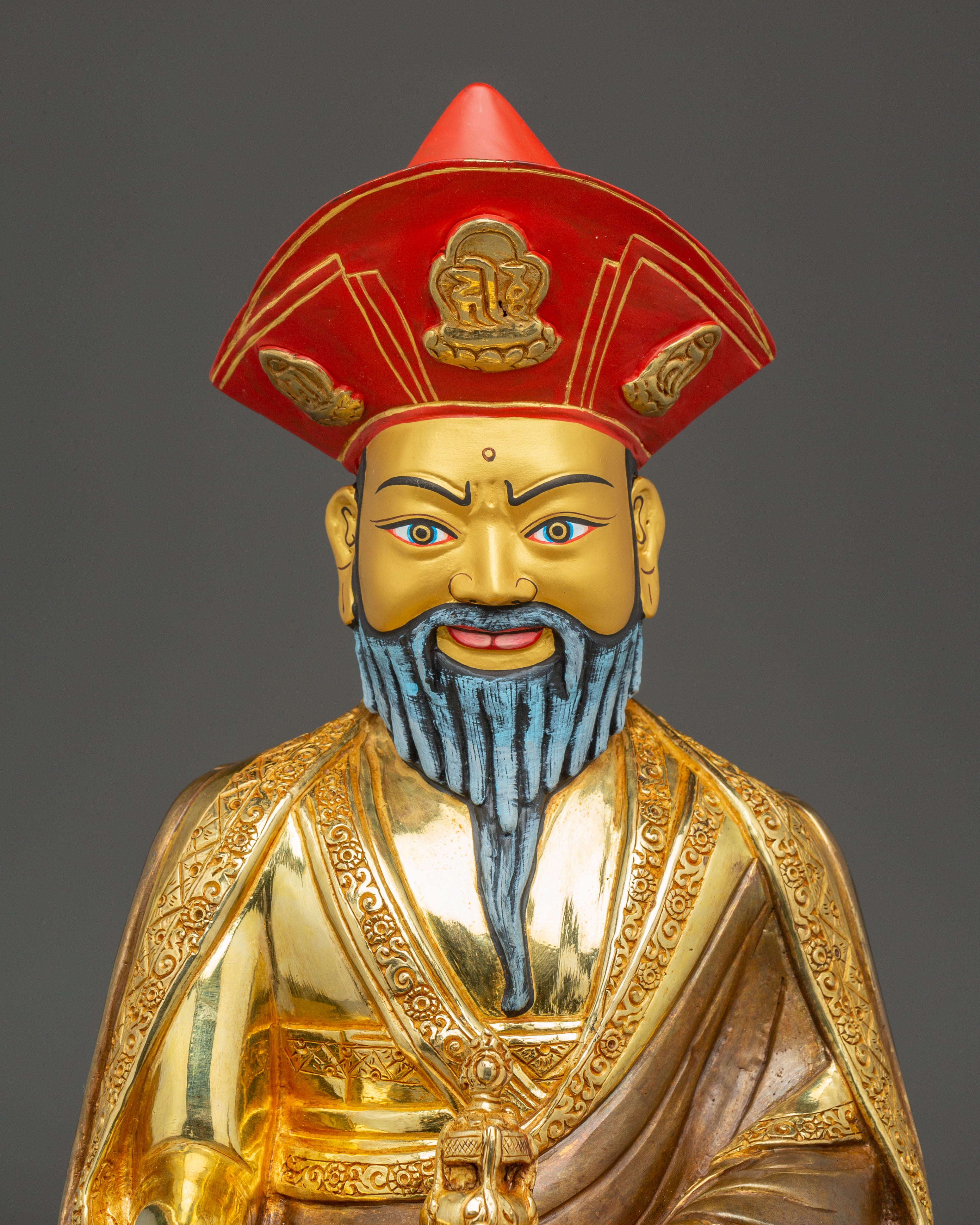 Tibetan Master Zabdrung Rinpoche - 24K Gold Gilded Statue