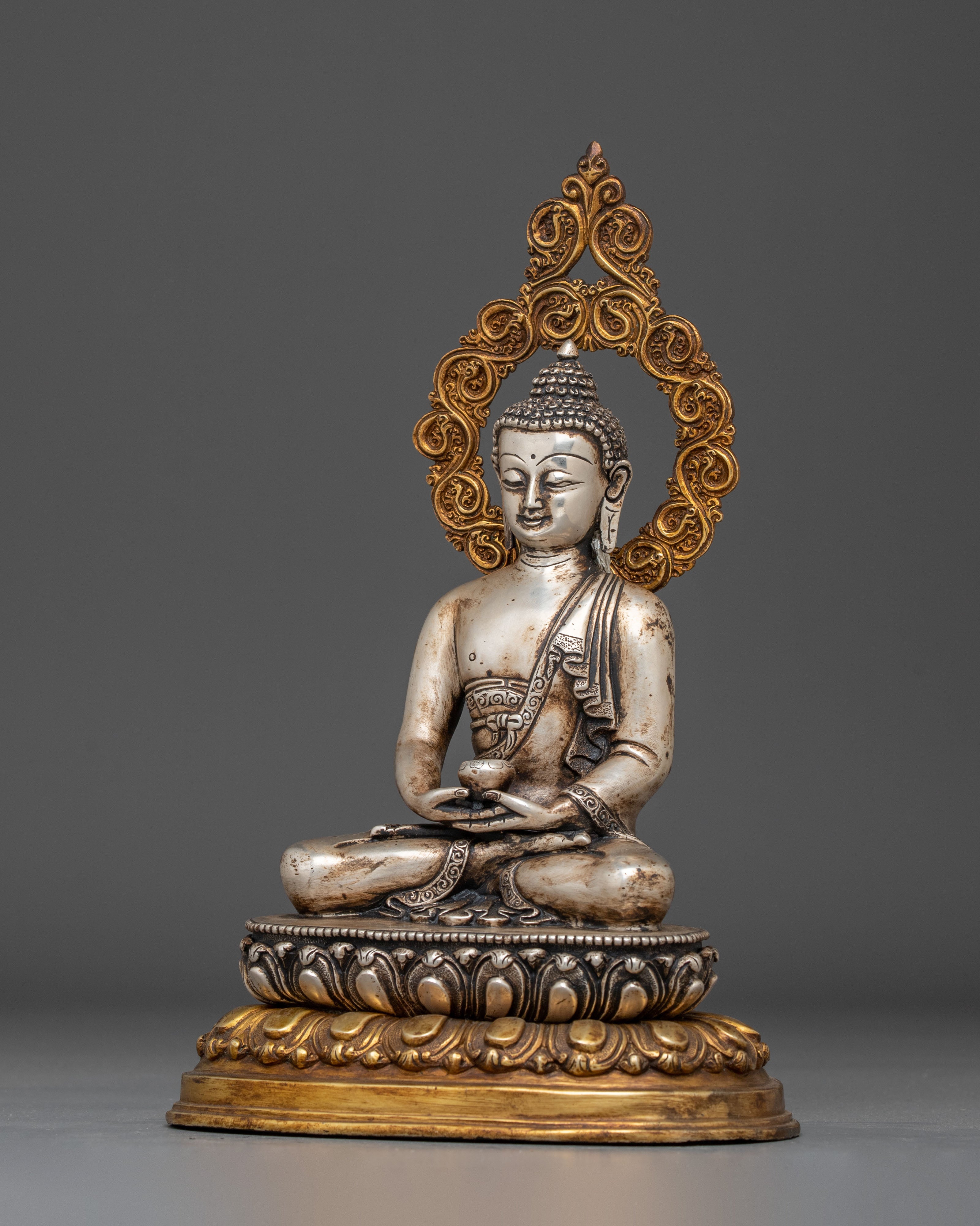 Amitabha Buddha Statue in Silver Plated | Perfect for meditation