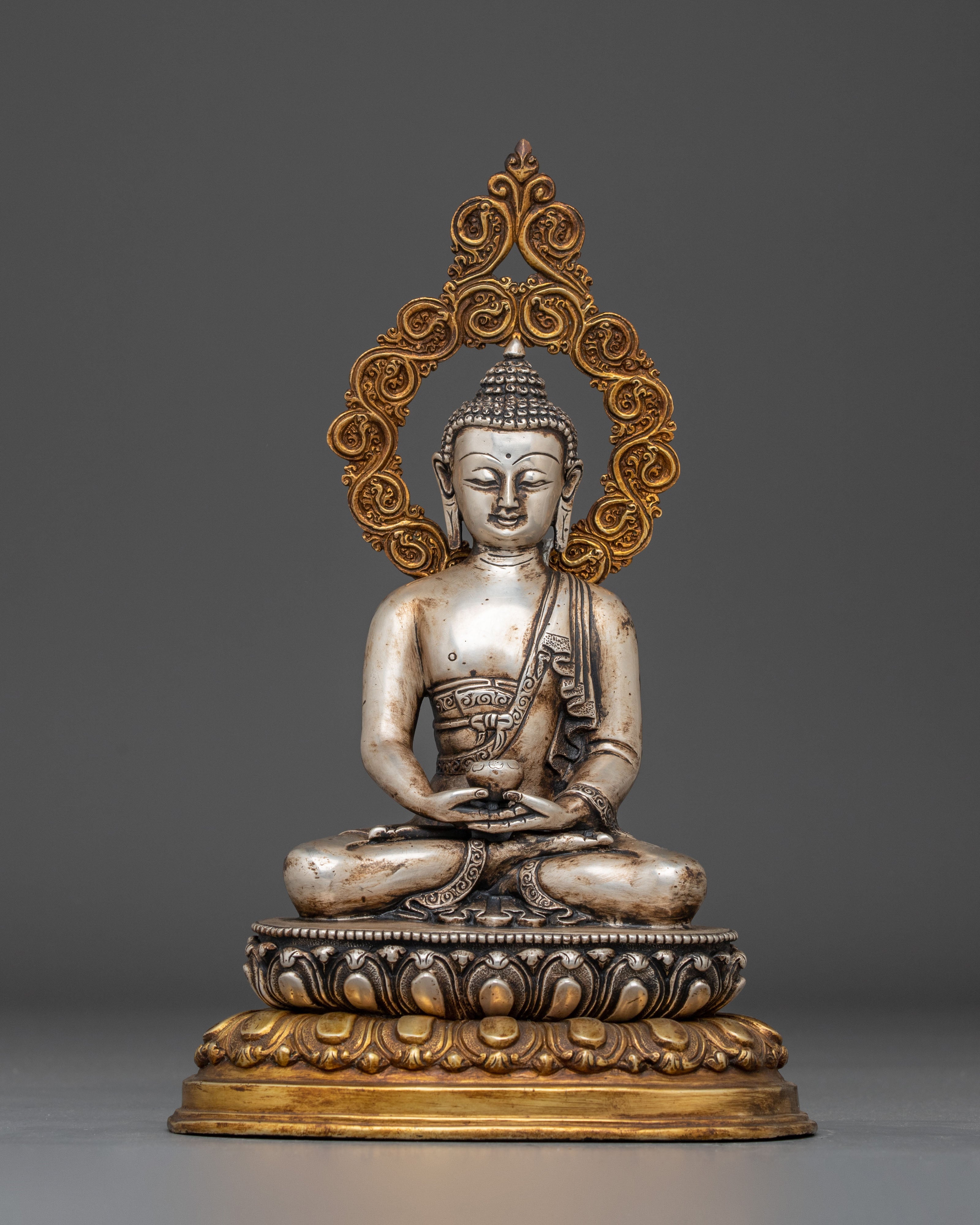 Amitabha Buddha Statue in Silver Plated