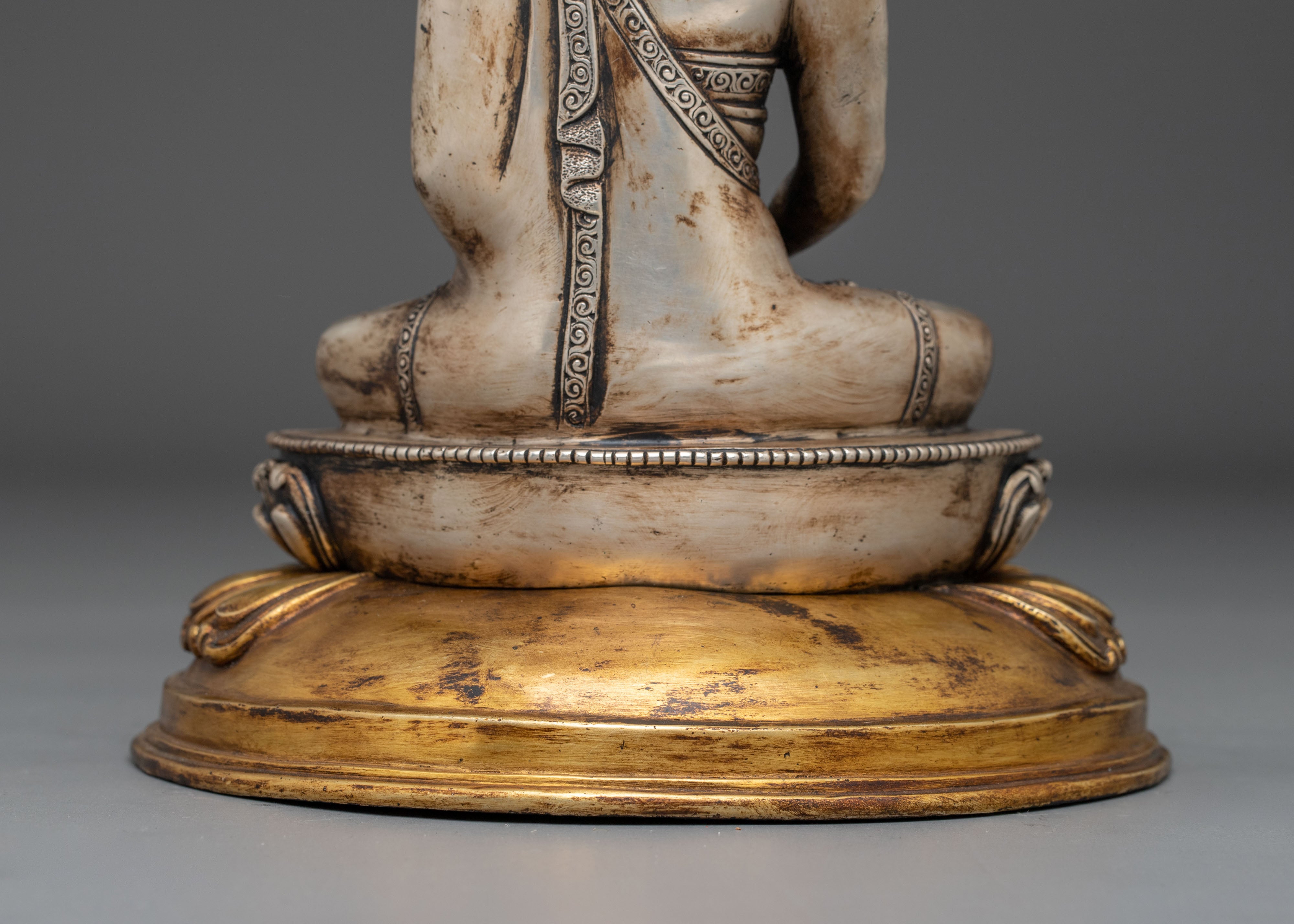 Amitabha Buddha Statue in Silver Plated | Perfect for meditation