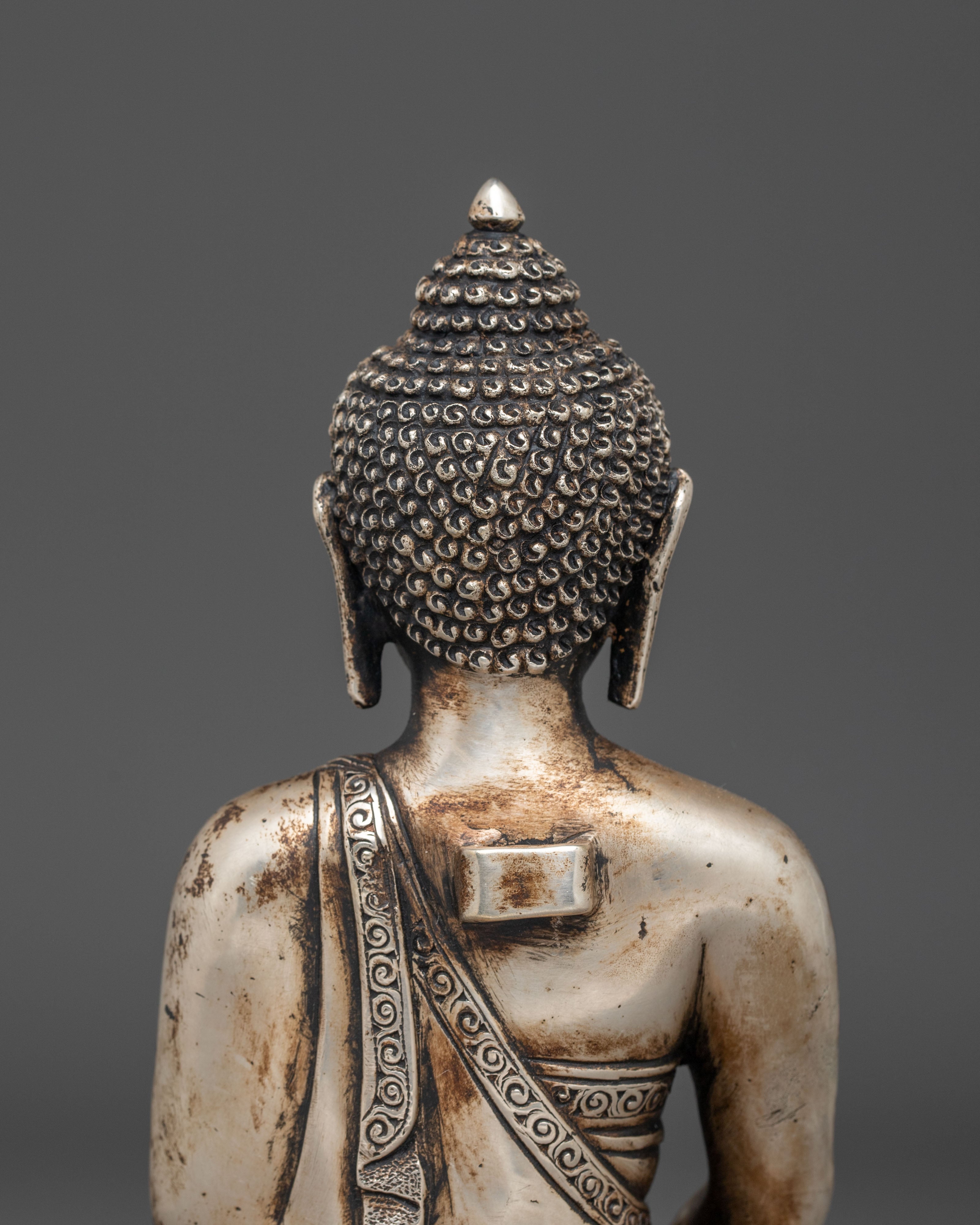 Amitabha Buddha Statue in Silver Plated | Perfect for meditation