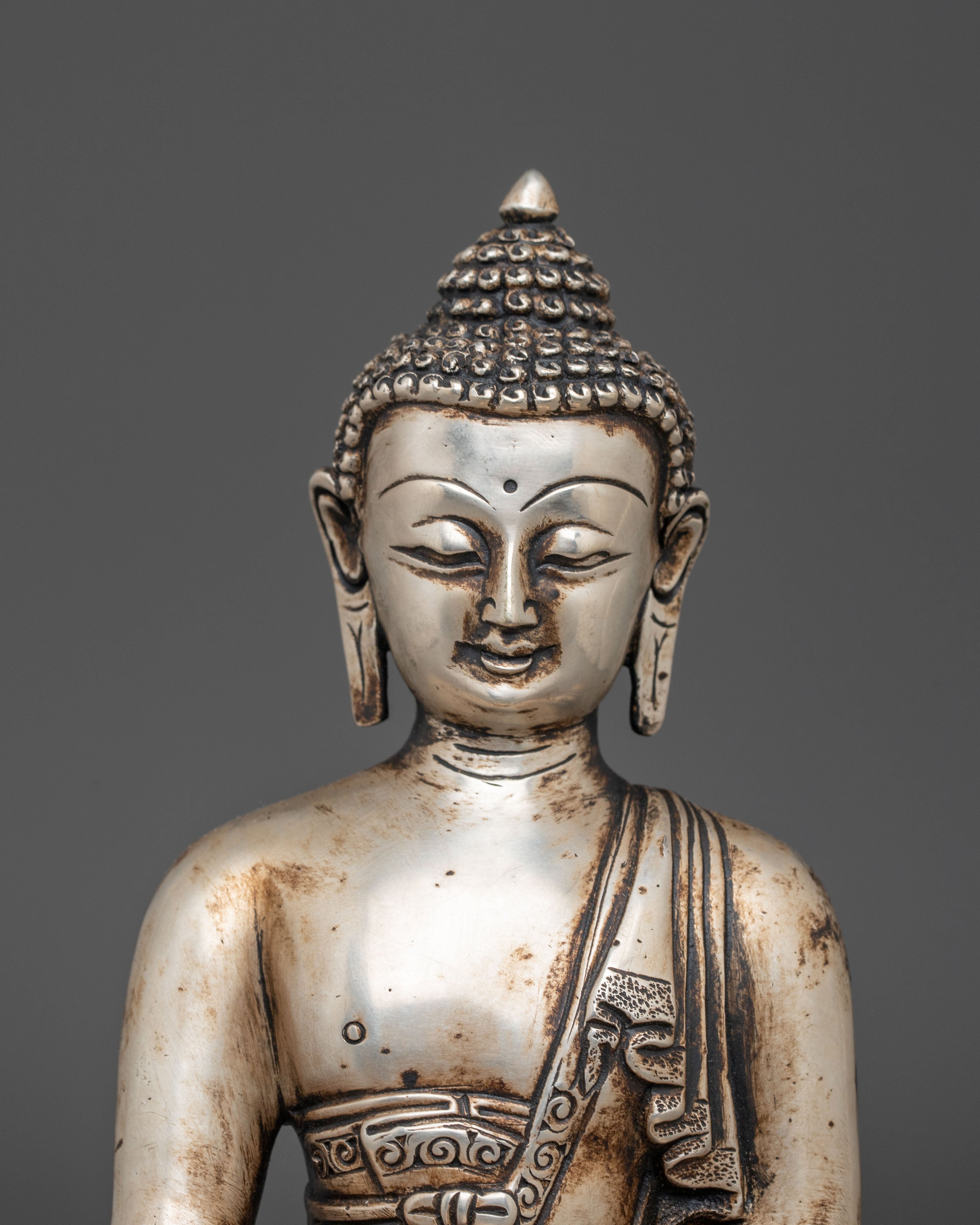 Amitabha Buddha Statue in Silver Plated | Perfect for meditation