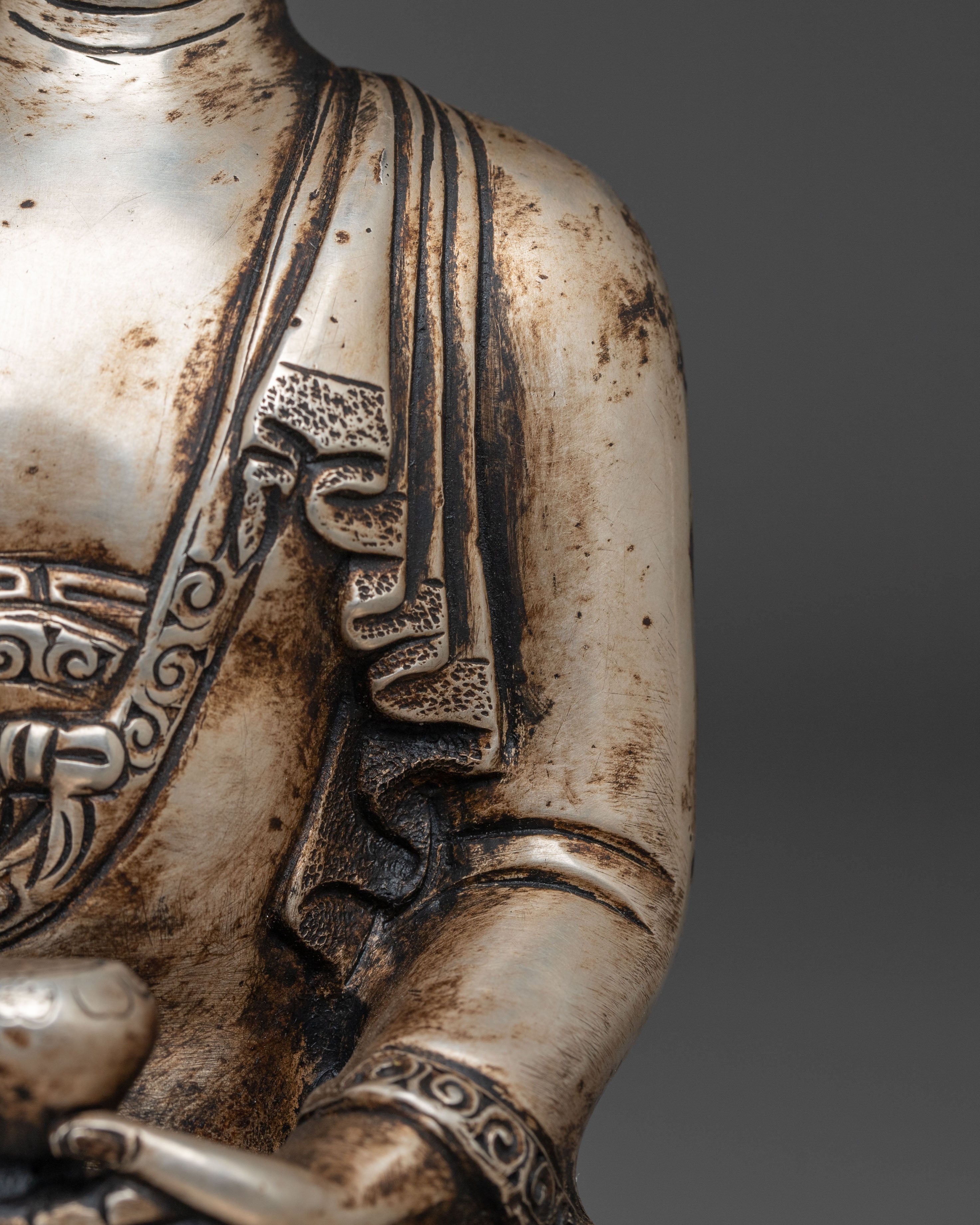 Amitabha Buddha Statue in Silver Plated | Perfect for meditation