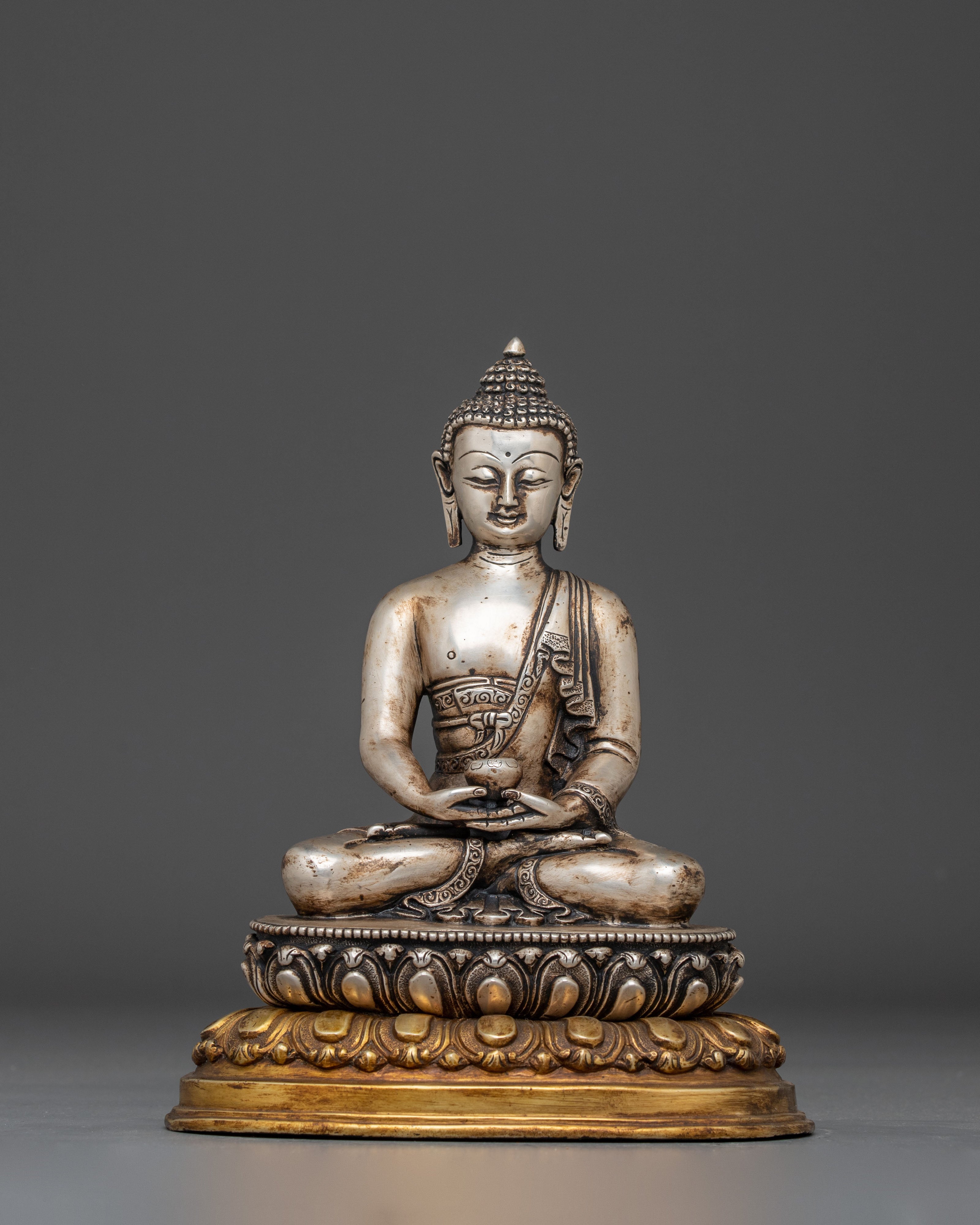 Amitabha Buddha Statue in Silver Plated | Perfect for meditation