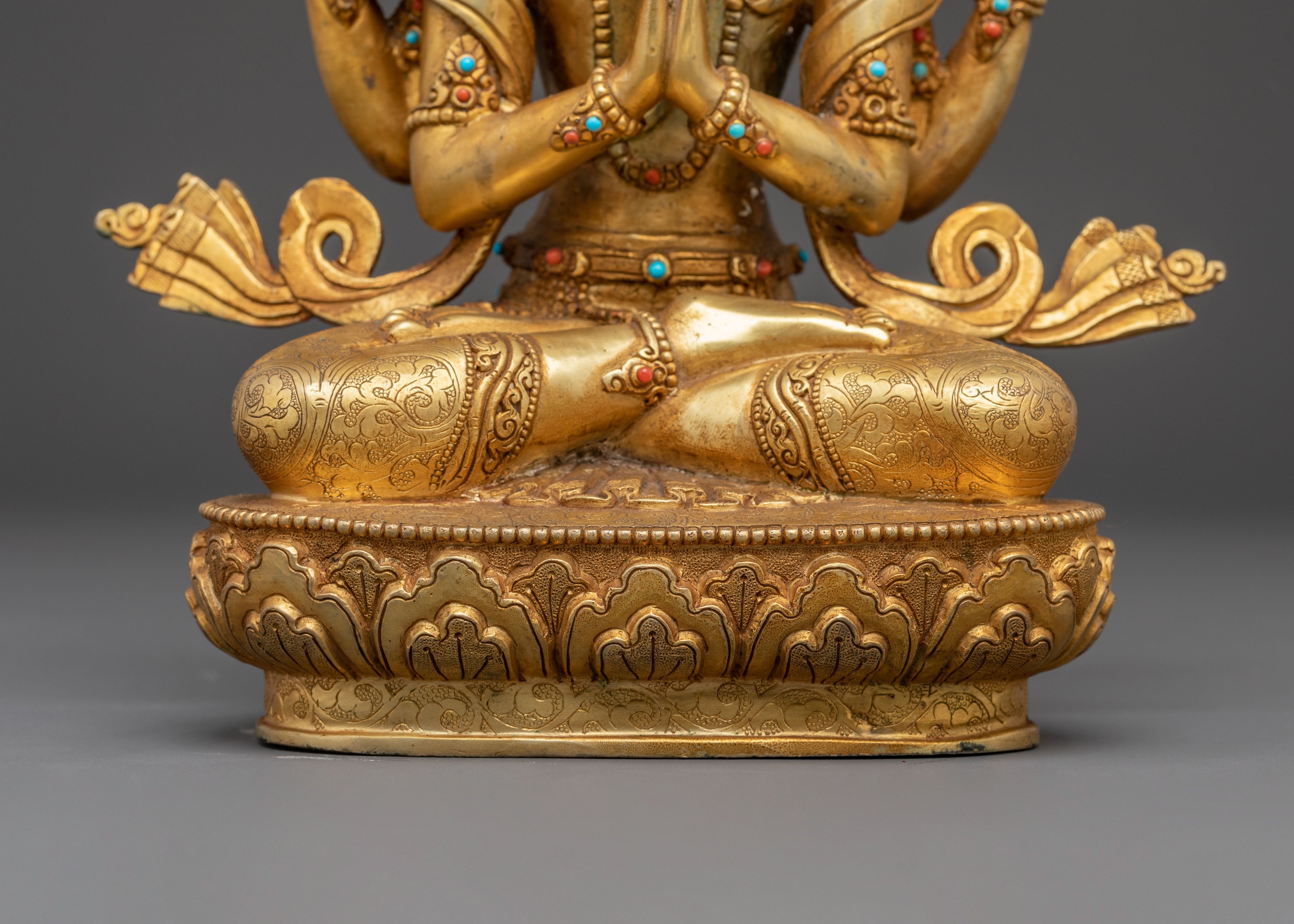 Statue of Chenrezig with Radiant Halo | Bodhisattva of Compassion