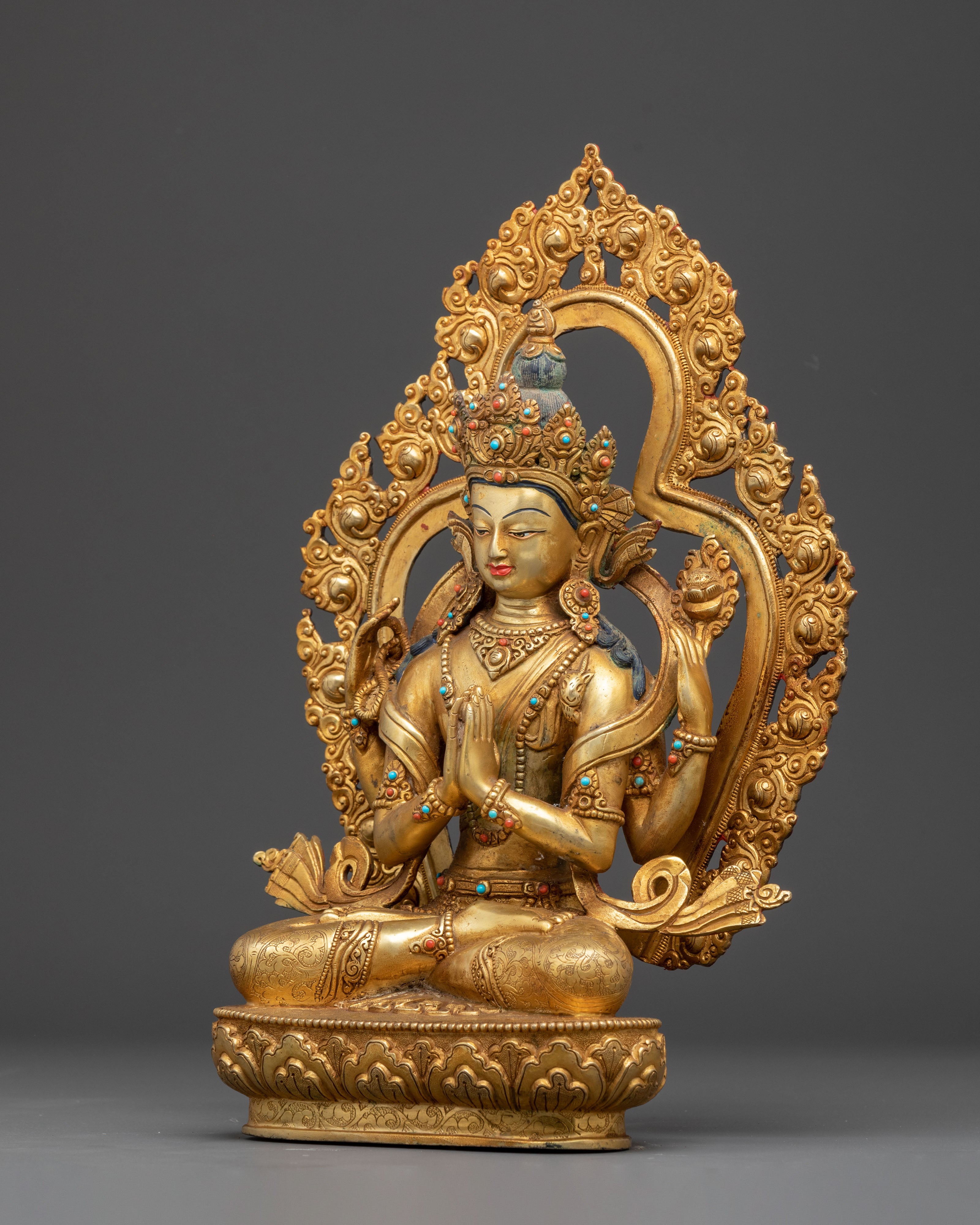Statue of Chenrezig with Radiant Halo | Bodhisattva of Compassion