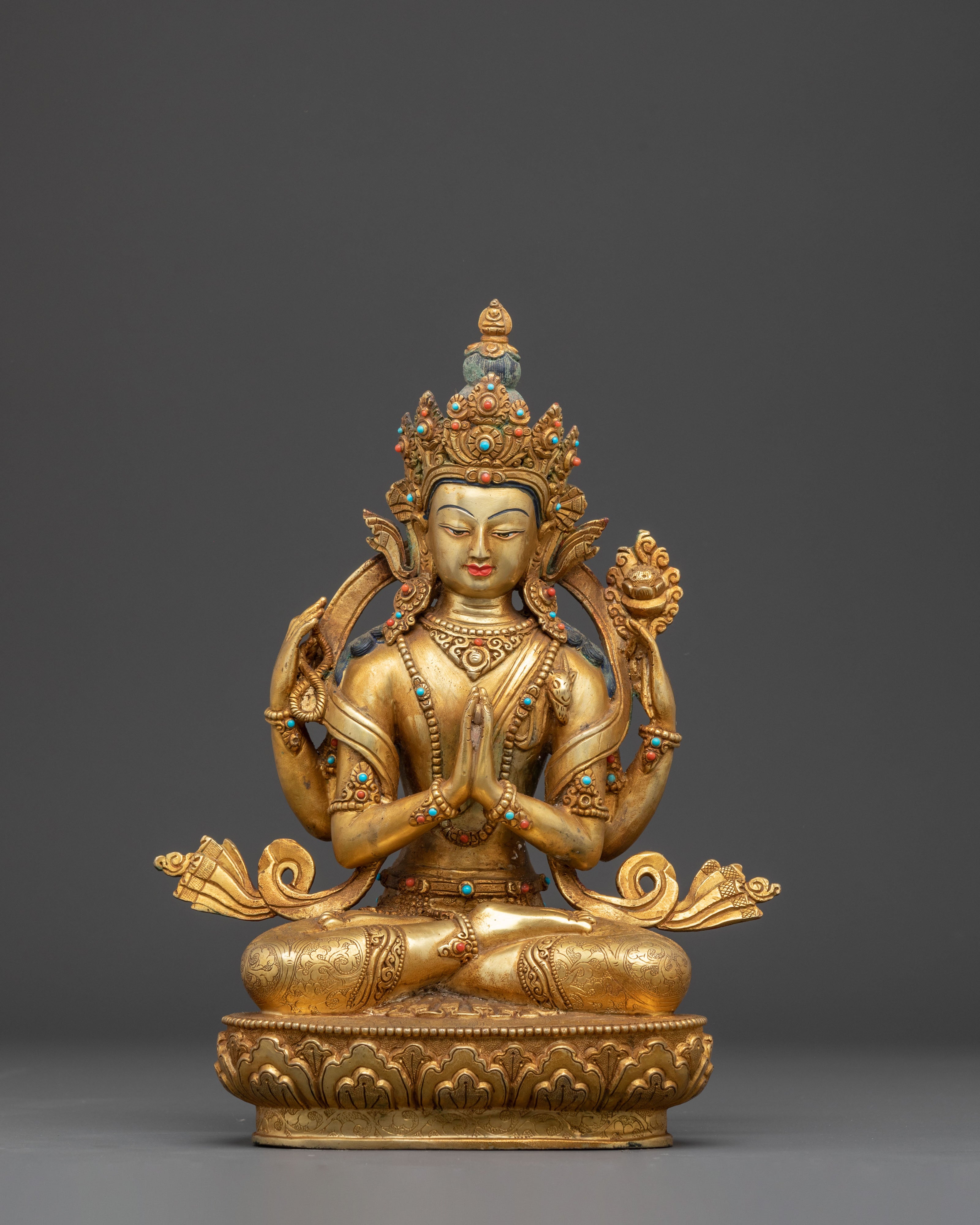 Statue of Chenrezig with Radiant Halo | Bodhisattva of Compassion