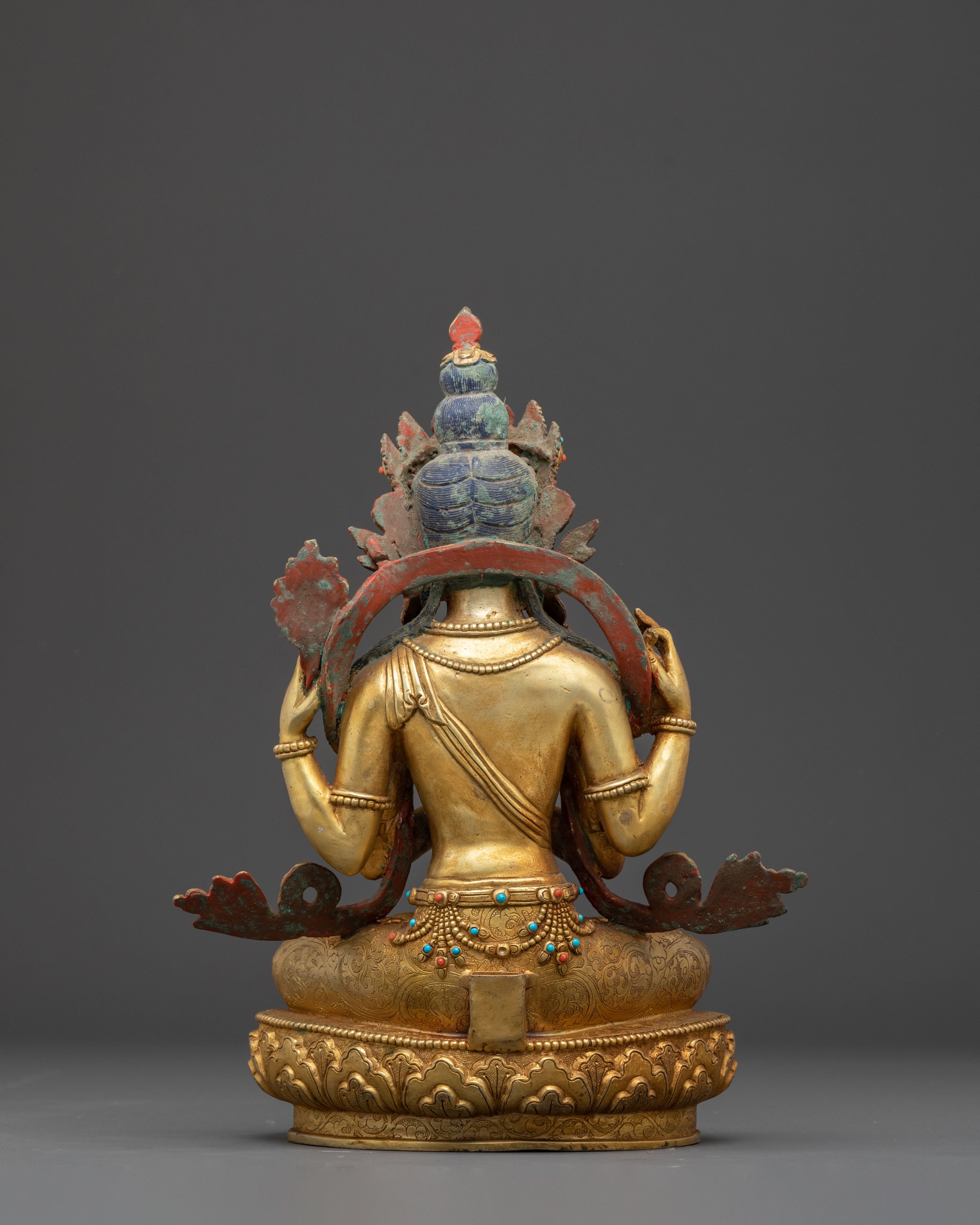 Statue of Chenrezig with Radiant Halo | Bodhisattva of Compassion