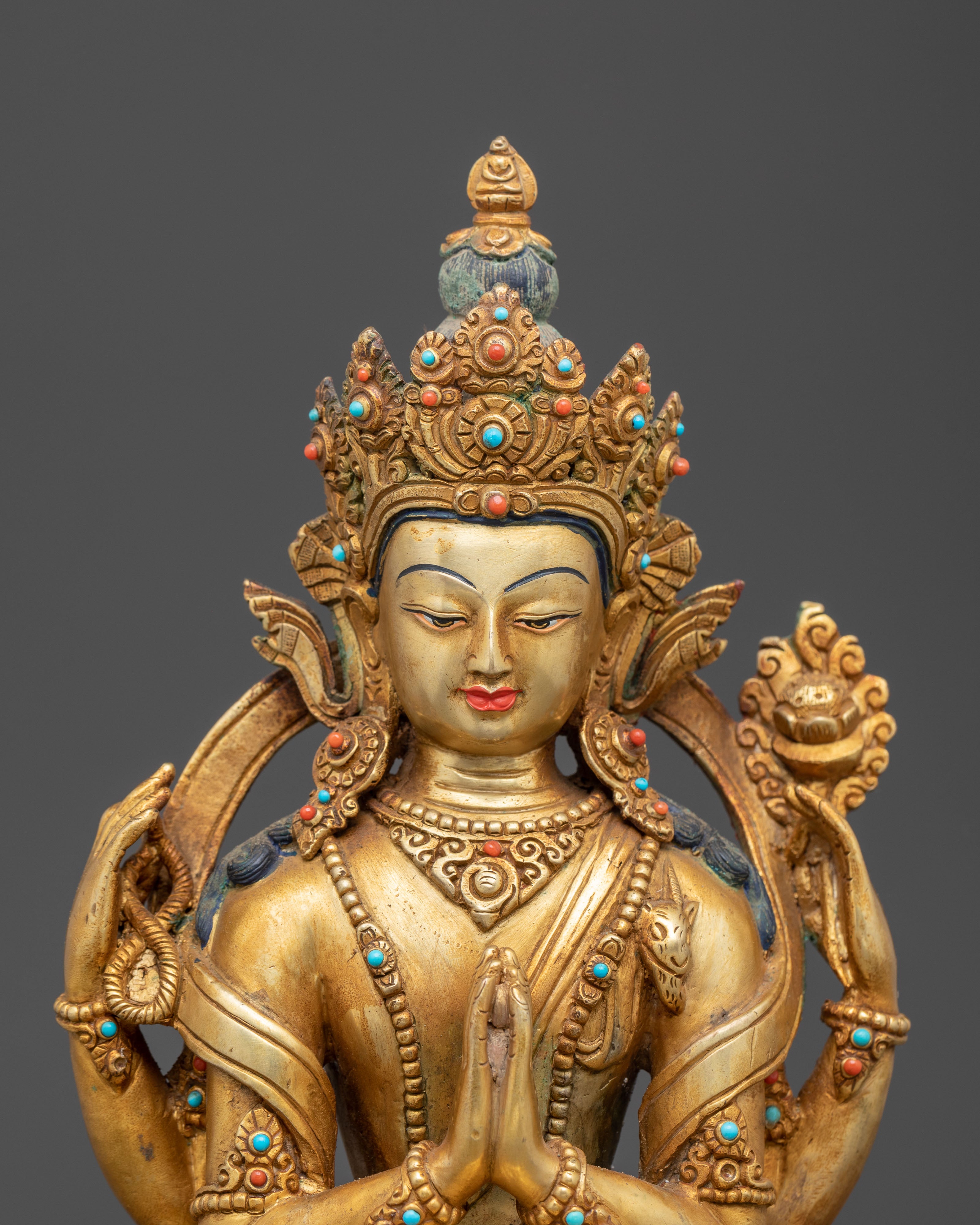Statue of Chenrezig with Radiant Halo | Bodhisattva of Compassion