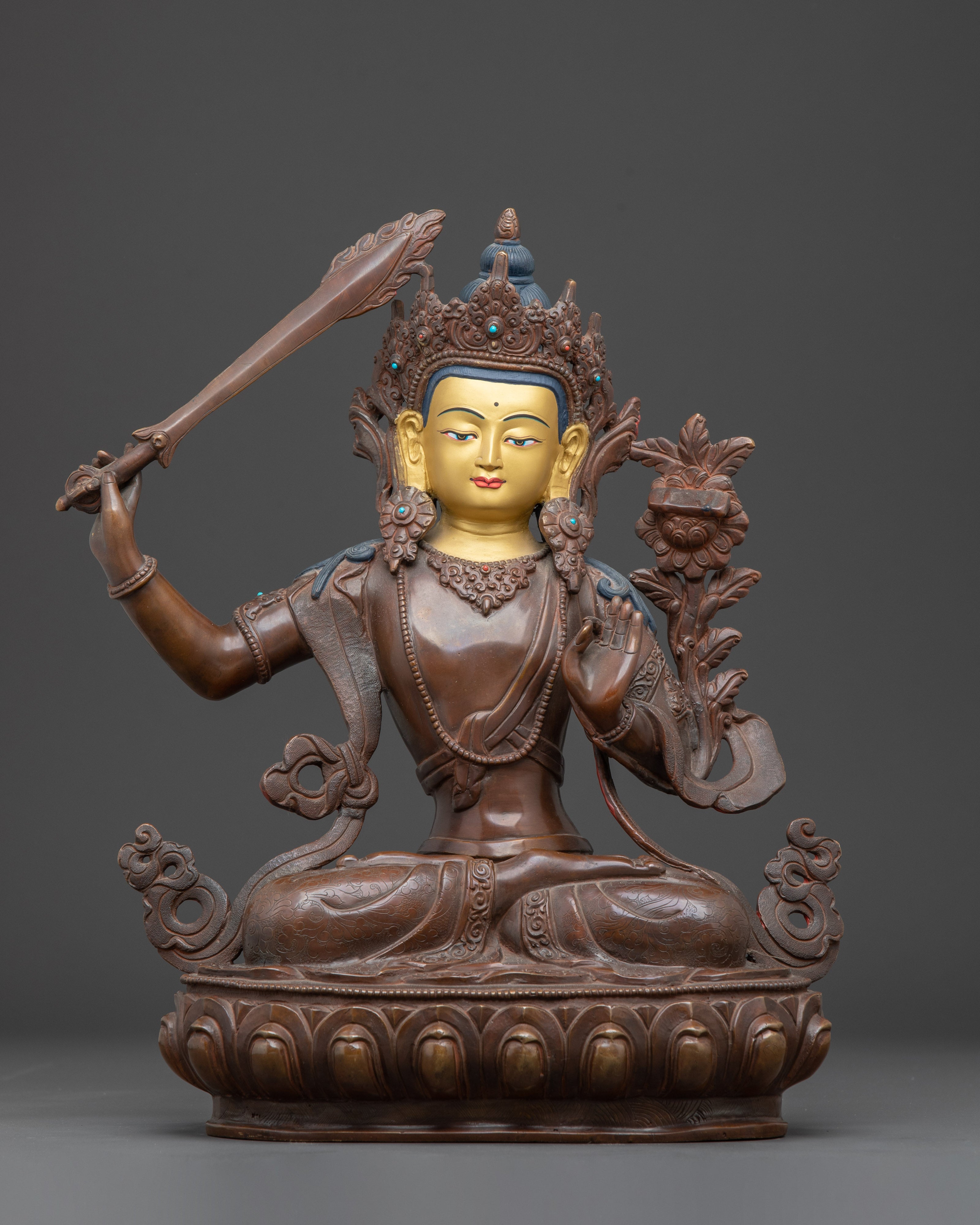 Handmade Statue of Manjushri: The Wisdom Bodhisattva 