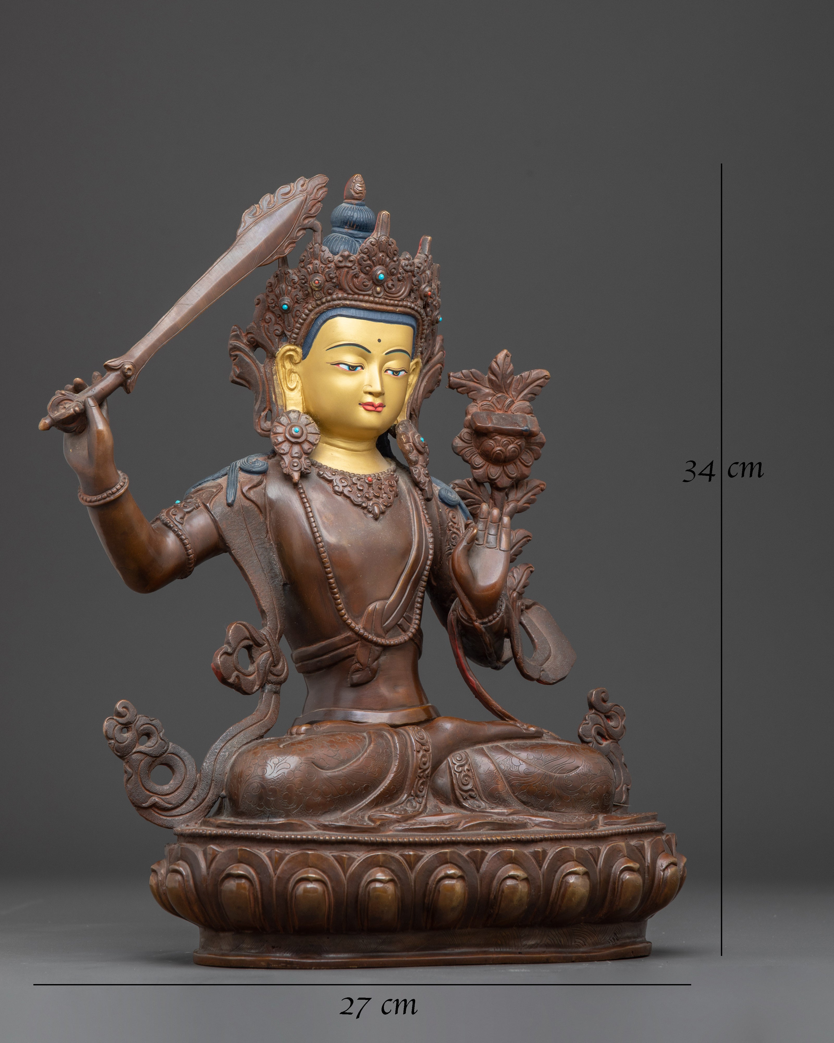 Handmade Statue of Manjushri: The Wisdom Bodhisattva 