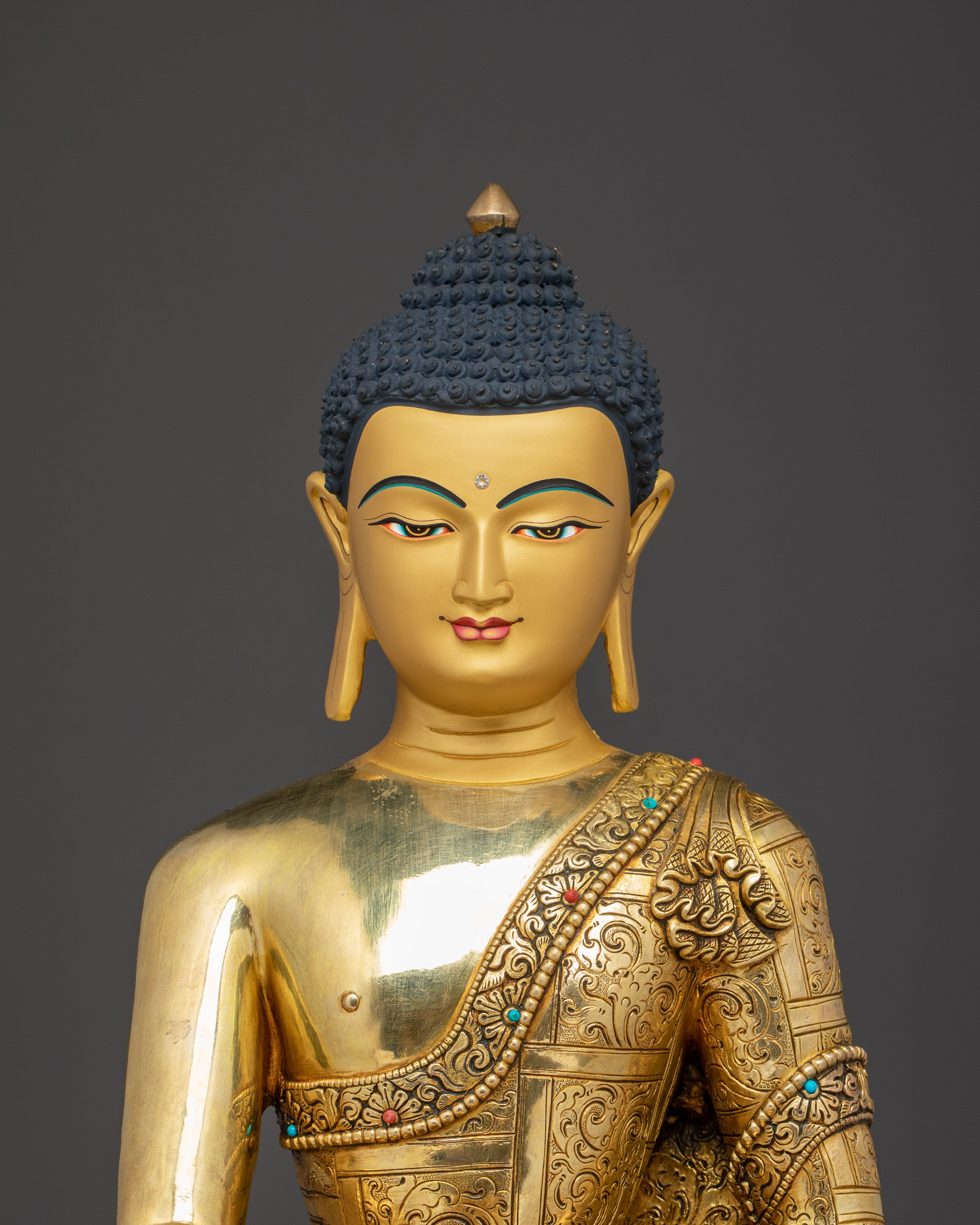 Golden Shakyamuni Buddha Copper Art for Meditation
