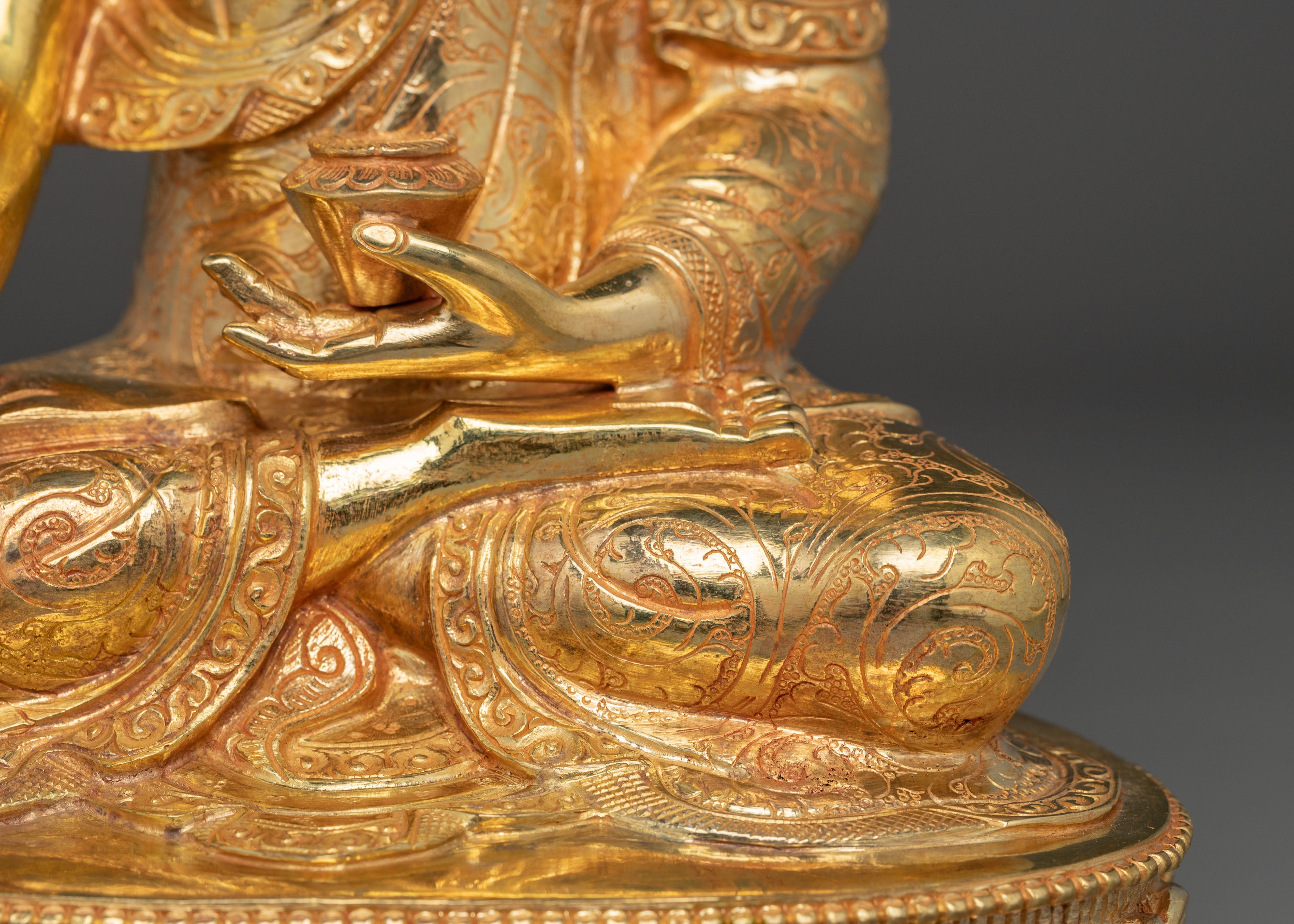 Tibetan Golden Shakyamuni Buddha Copper Sculpture