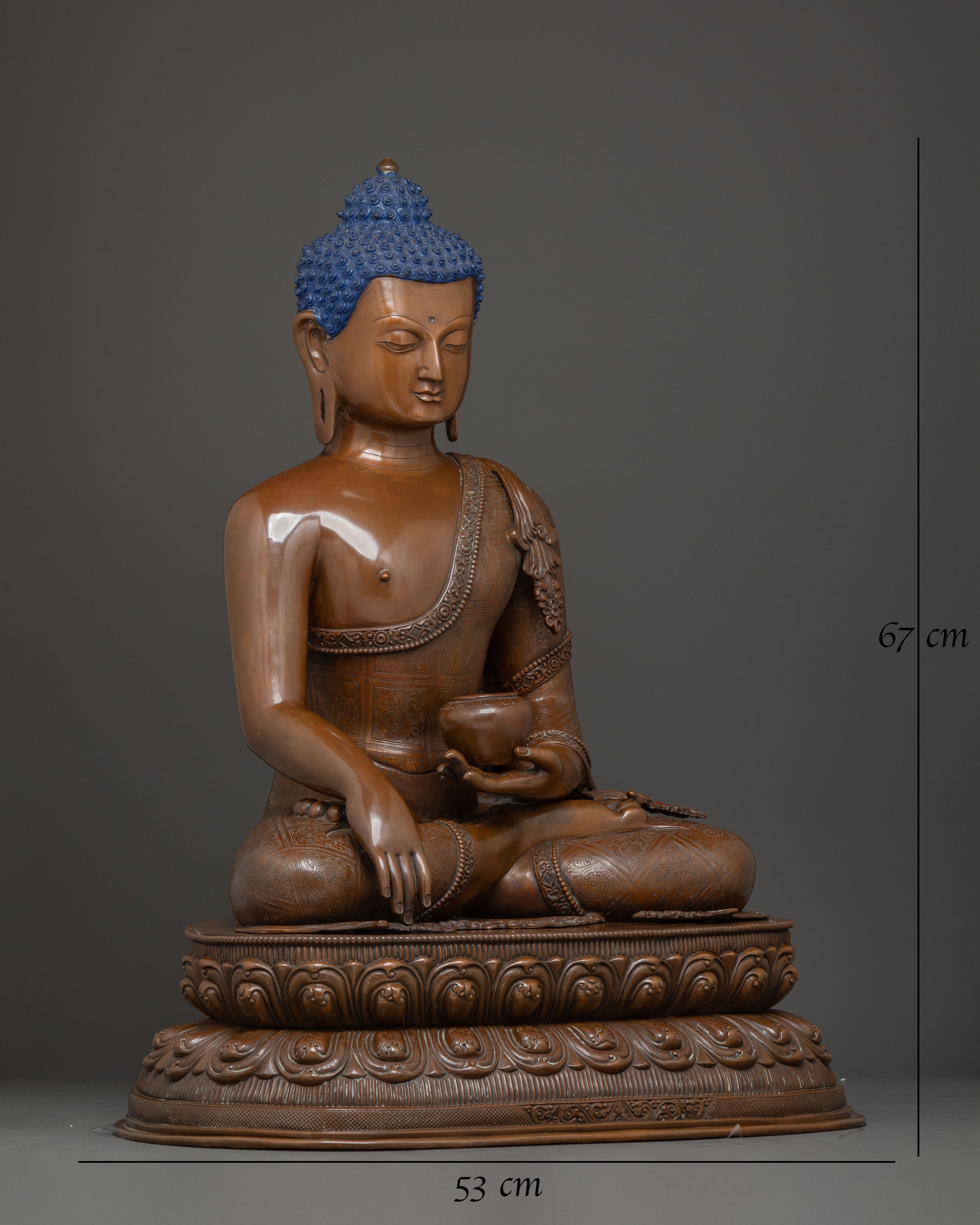Handmade Copper Statue of Shakyamuni Buddha 