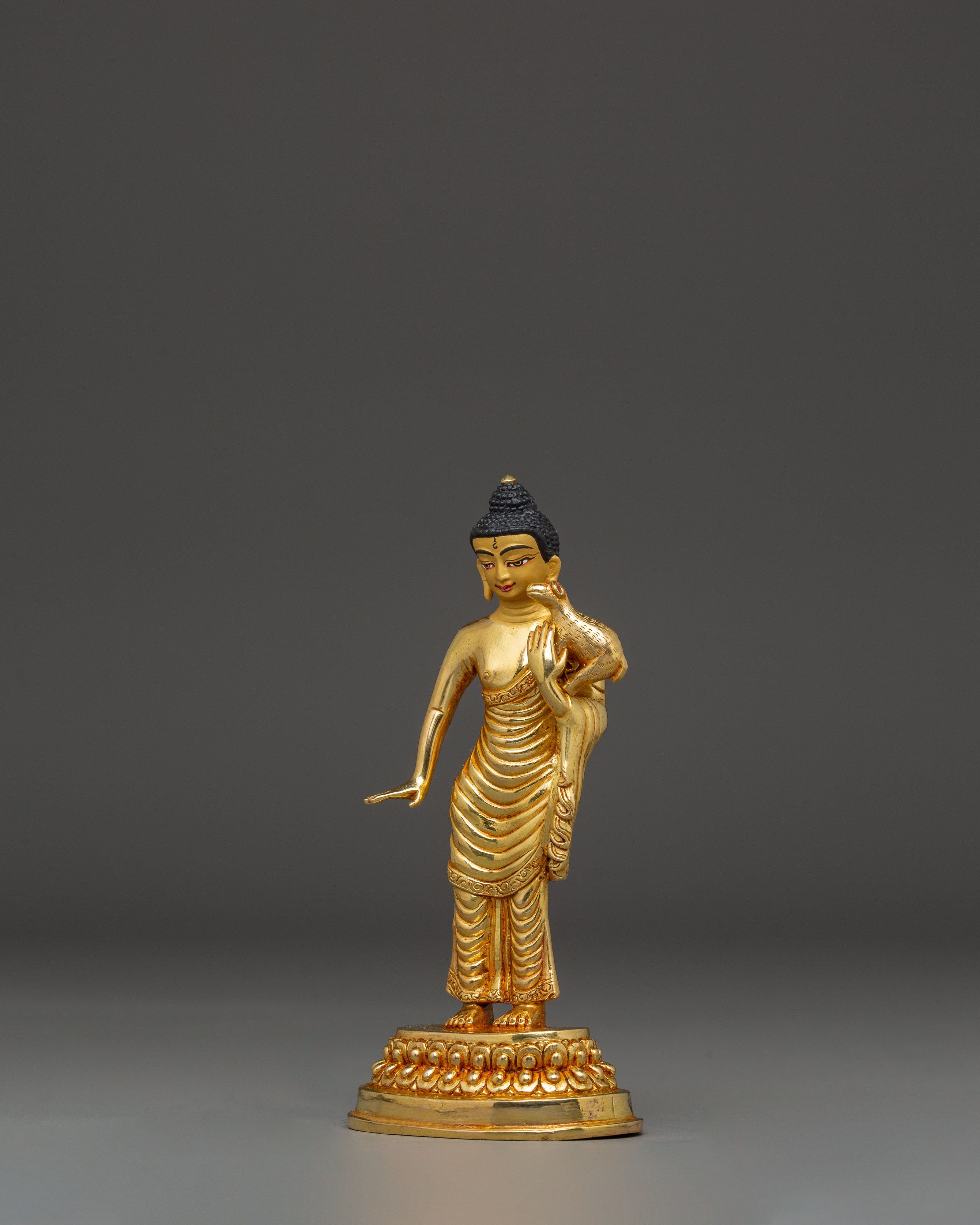 Gautama Buddha 24K Gold Gilded Statue – Nepalese Copper Artwork