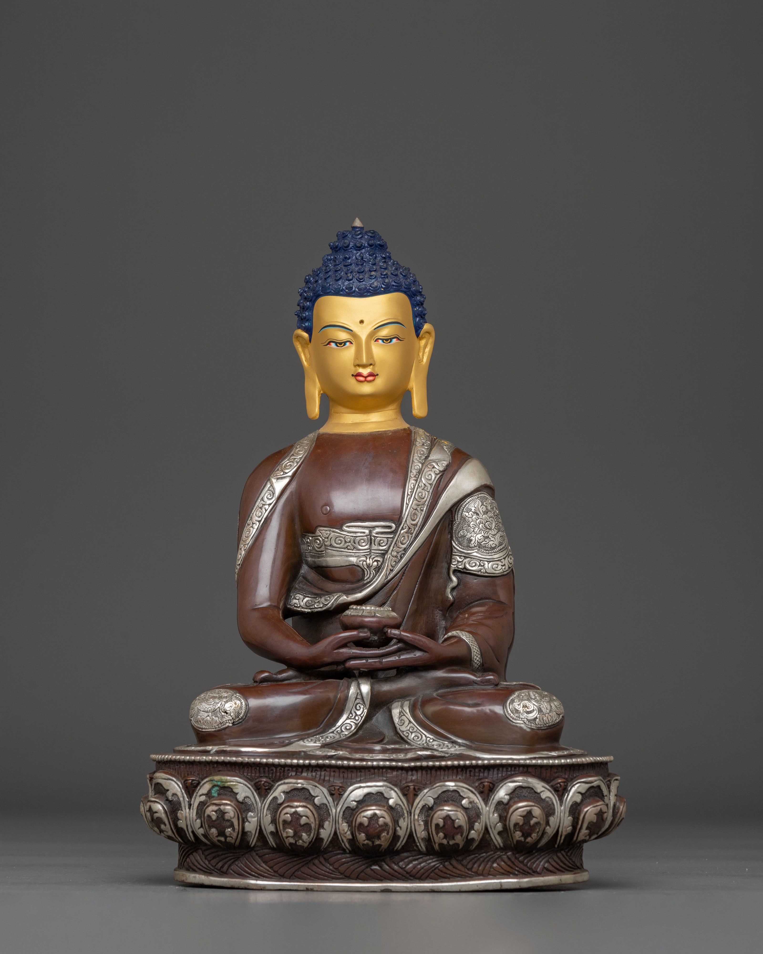 Oxidized Copper Statue of Amitabha Buddha 