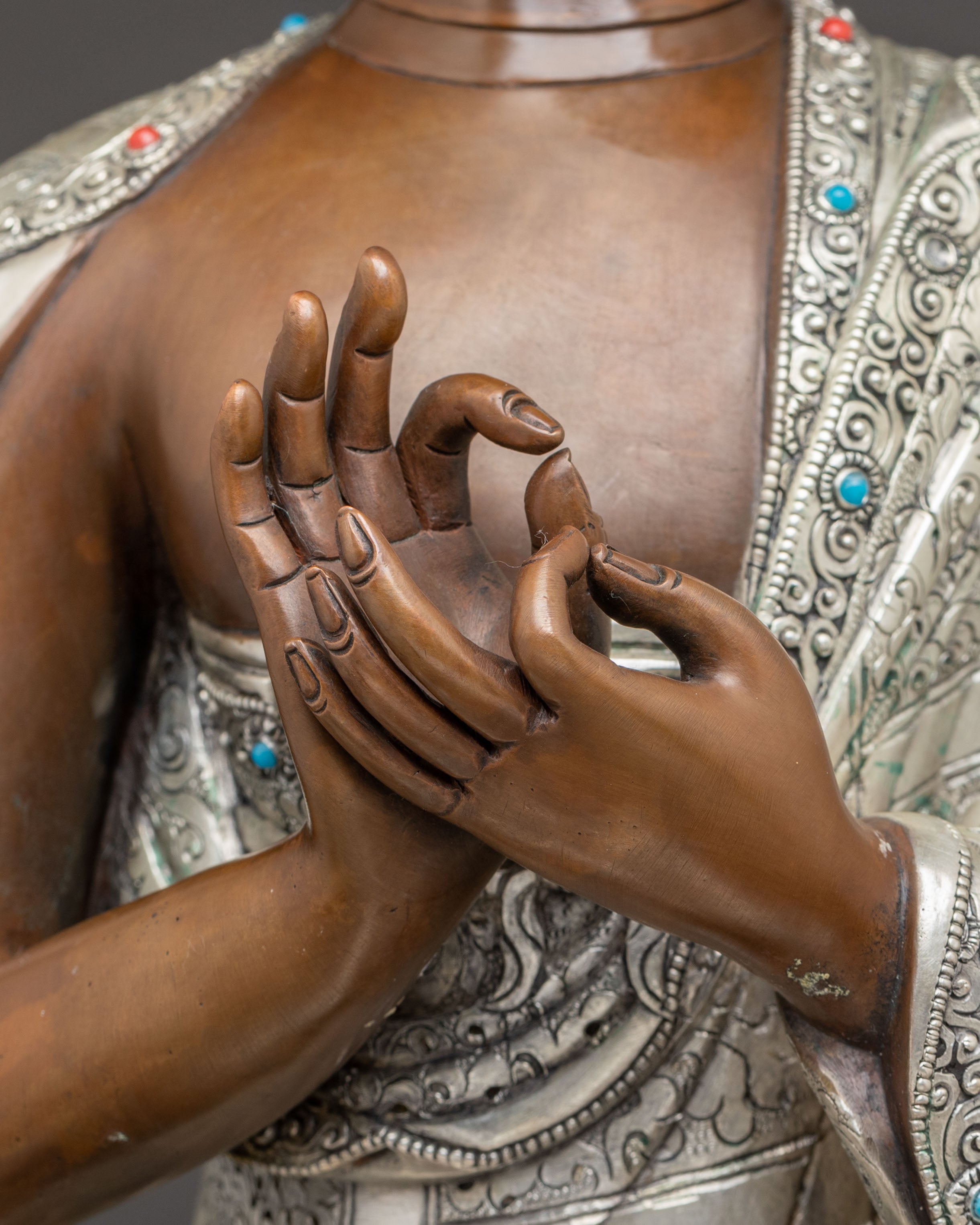 Vairocana Buddha oxidized Copper Sculpture for Decor