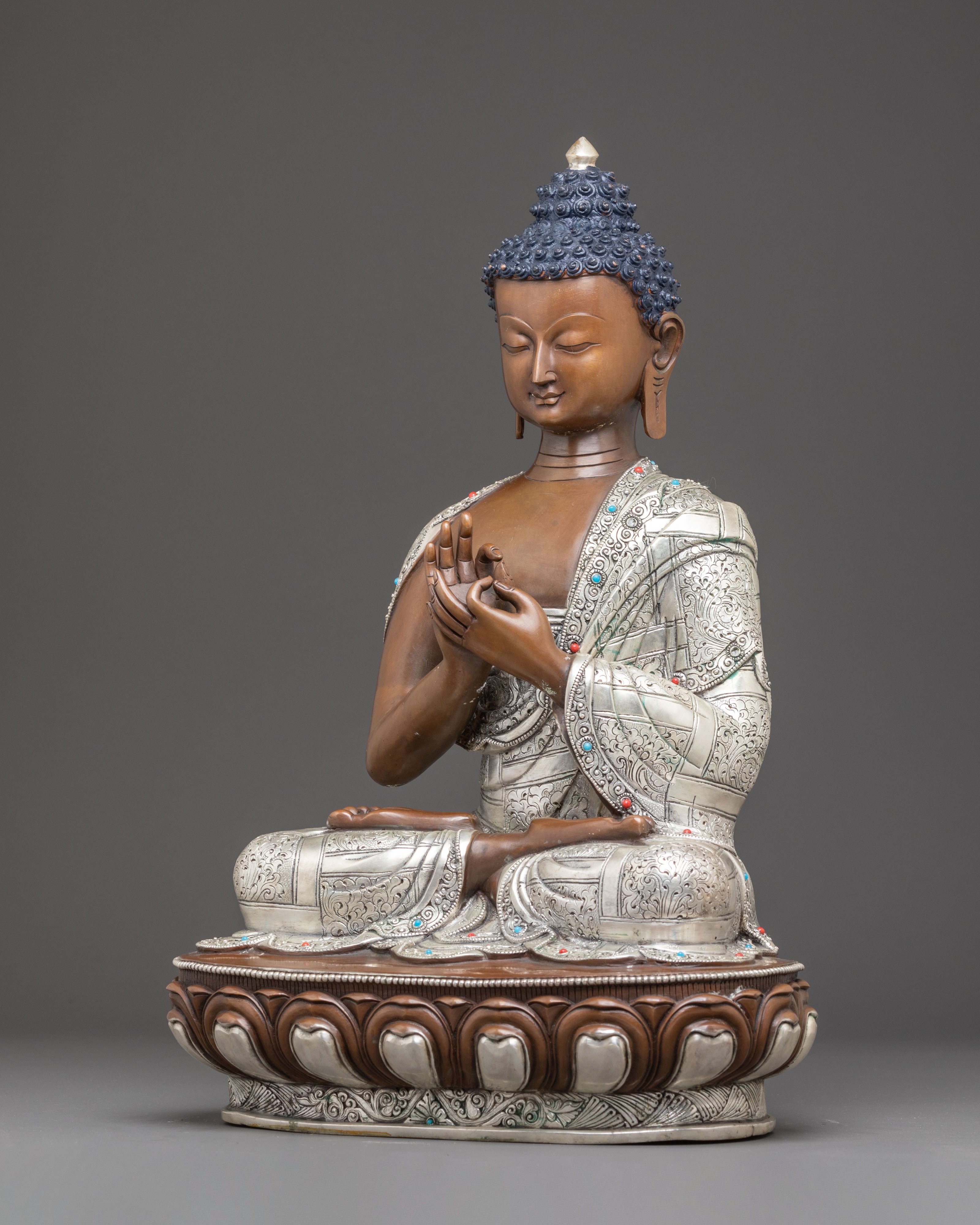Vairocana Buddha oxidized Copper Sculpture for Decor
