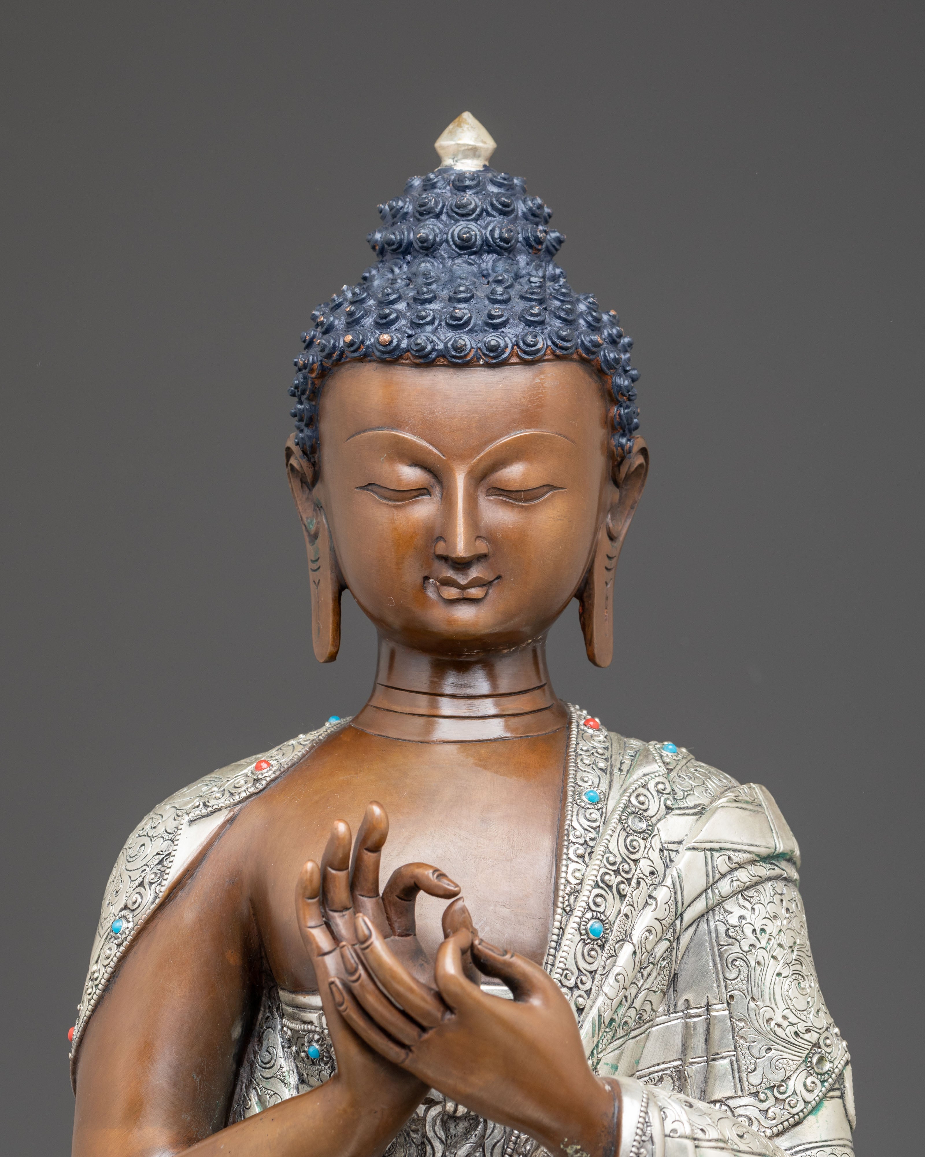 Vairocana Buddha oxidized Copper Sculpture for Decor