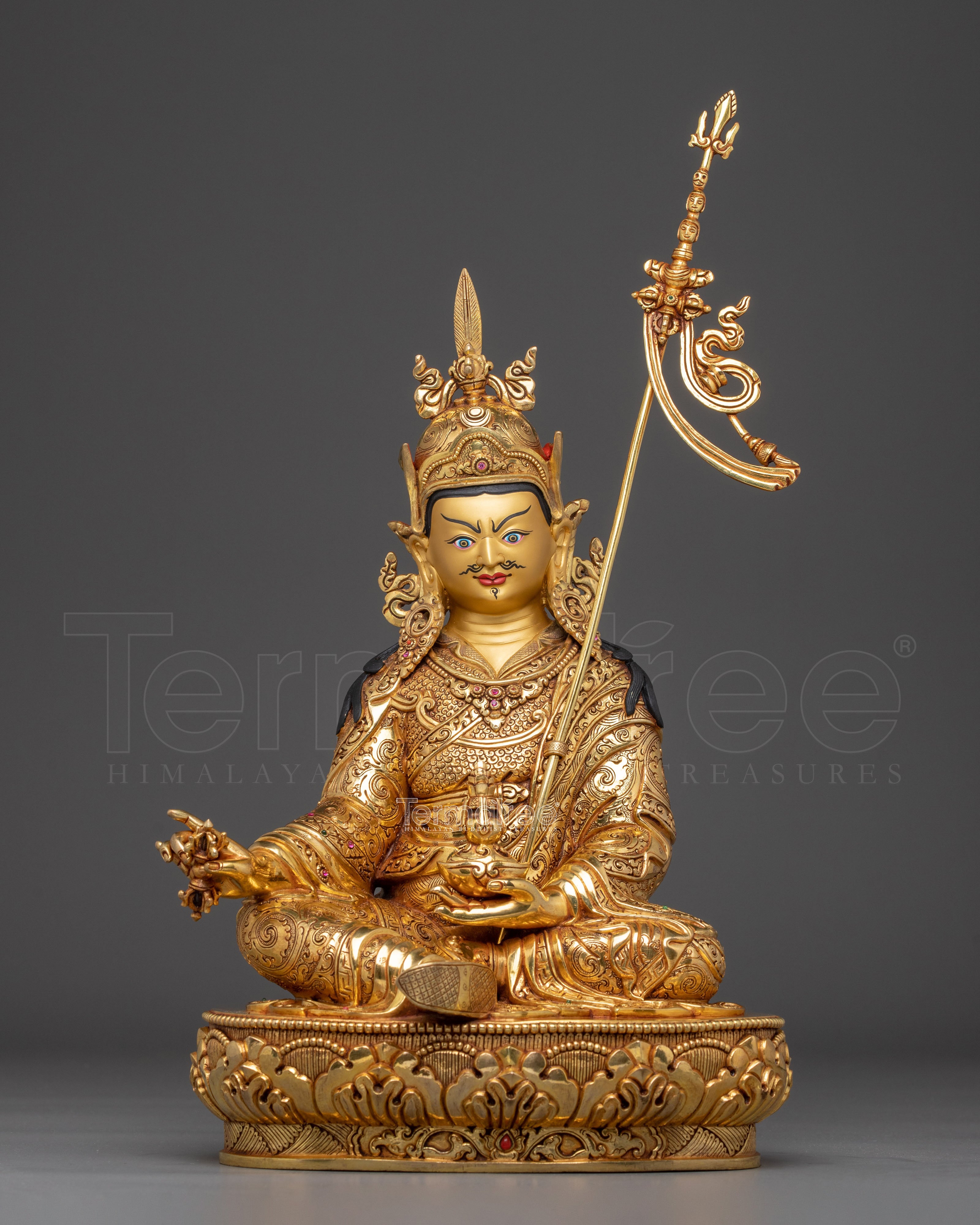 Guru Rinpoche Sculpture in 24K Gold - A Symbol of Wisdom & Protection
