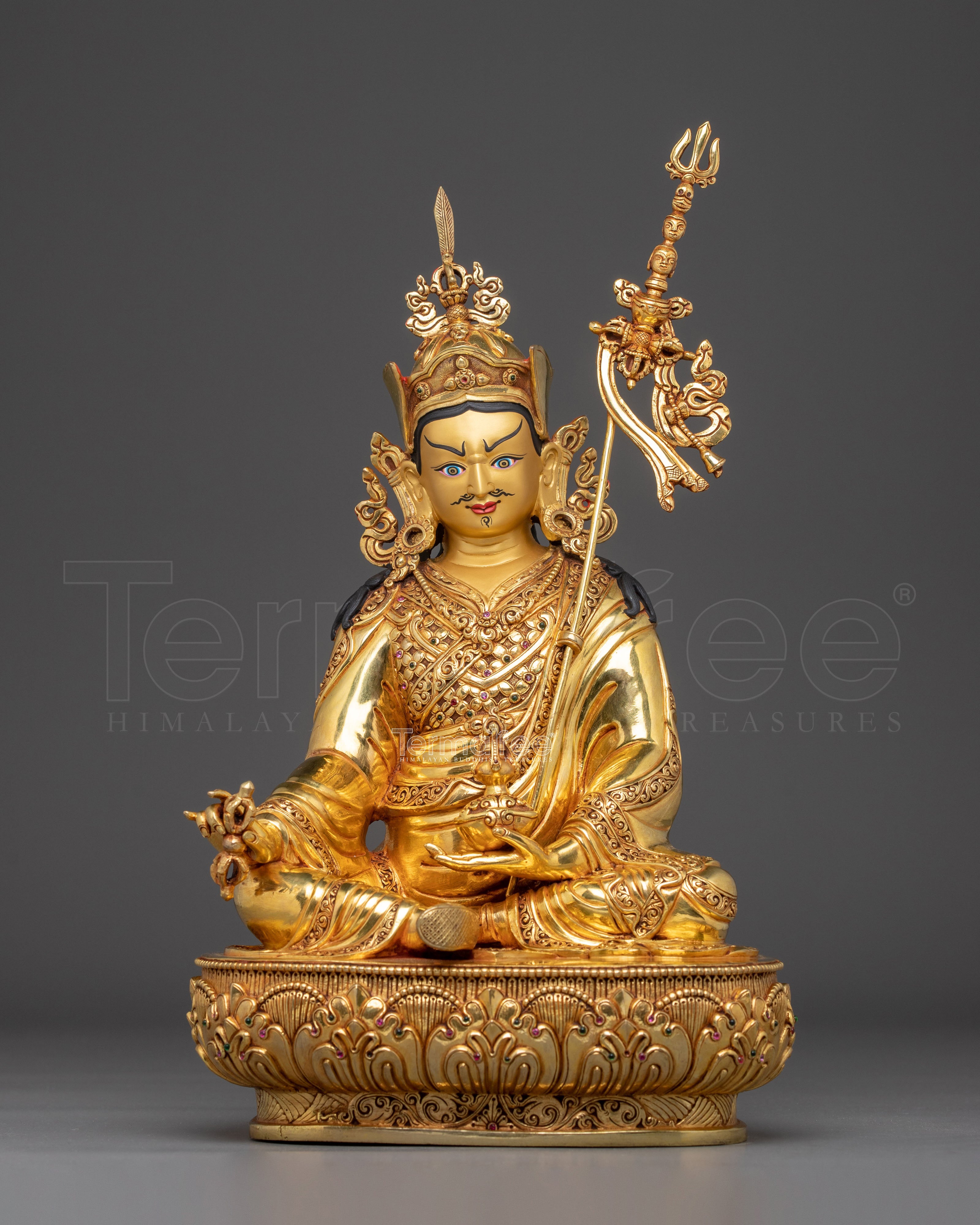 Guru Rinpoche Statue in 24K Gold: Symbol of Wisdom